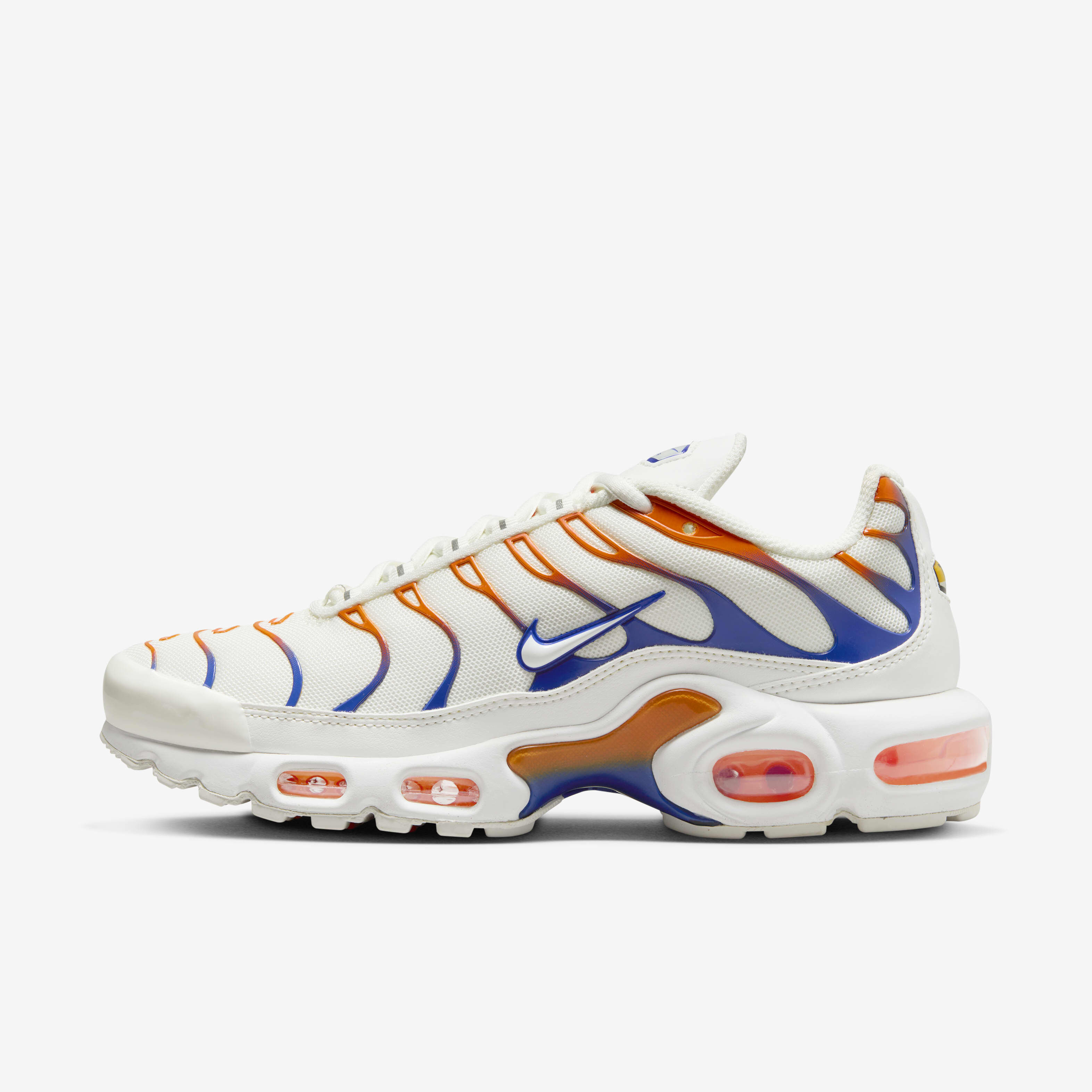 Buy Nike Air Max Plus Women s Shoes Summit White Racer Blue Safety Orange White Nike Kuwait Official