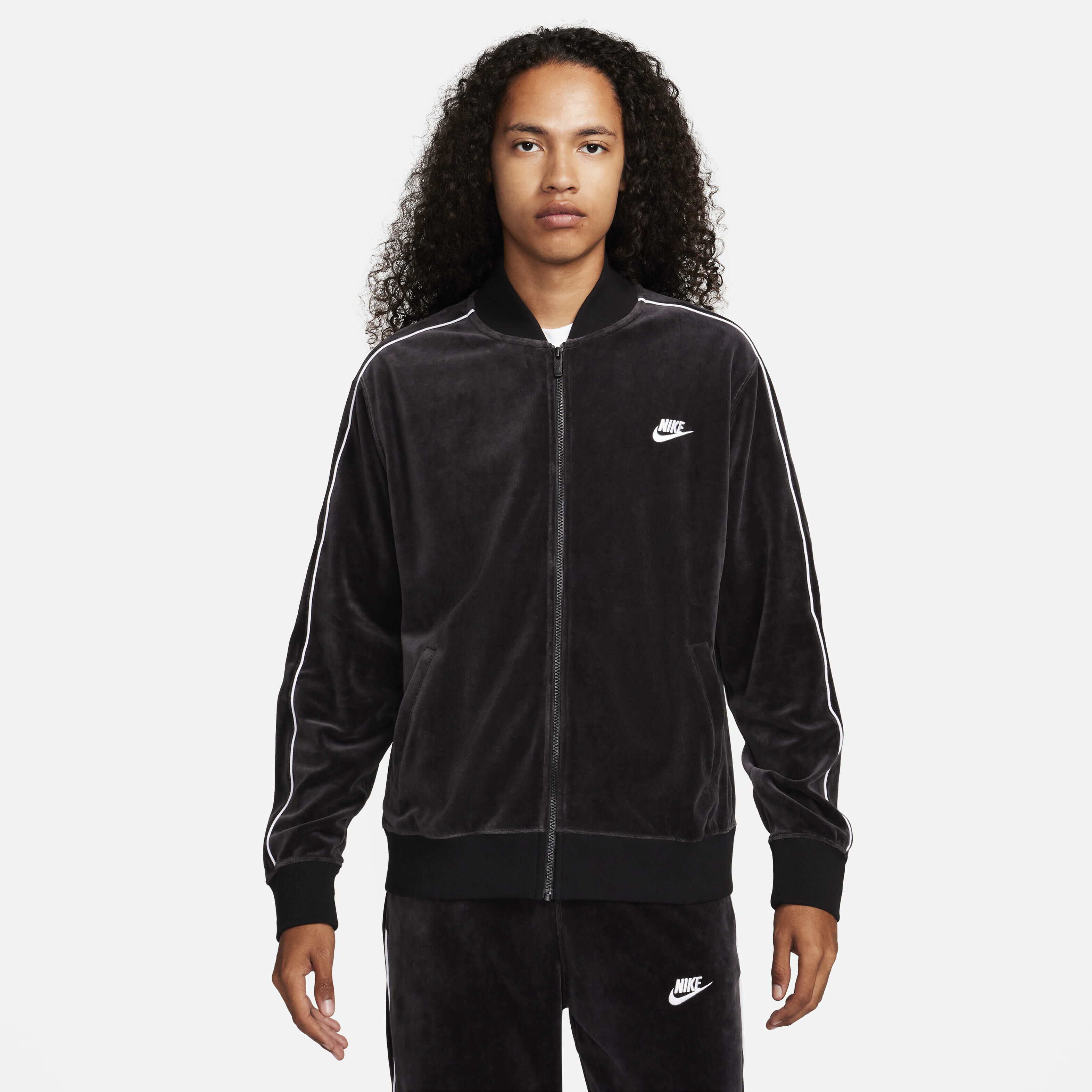 Buy Nike Sportswear Club Men's Velour Jacket - Black/White @ Nike