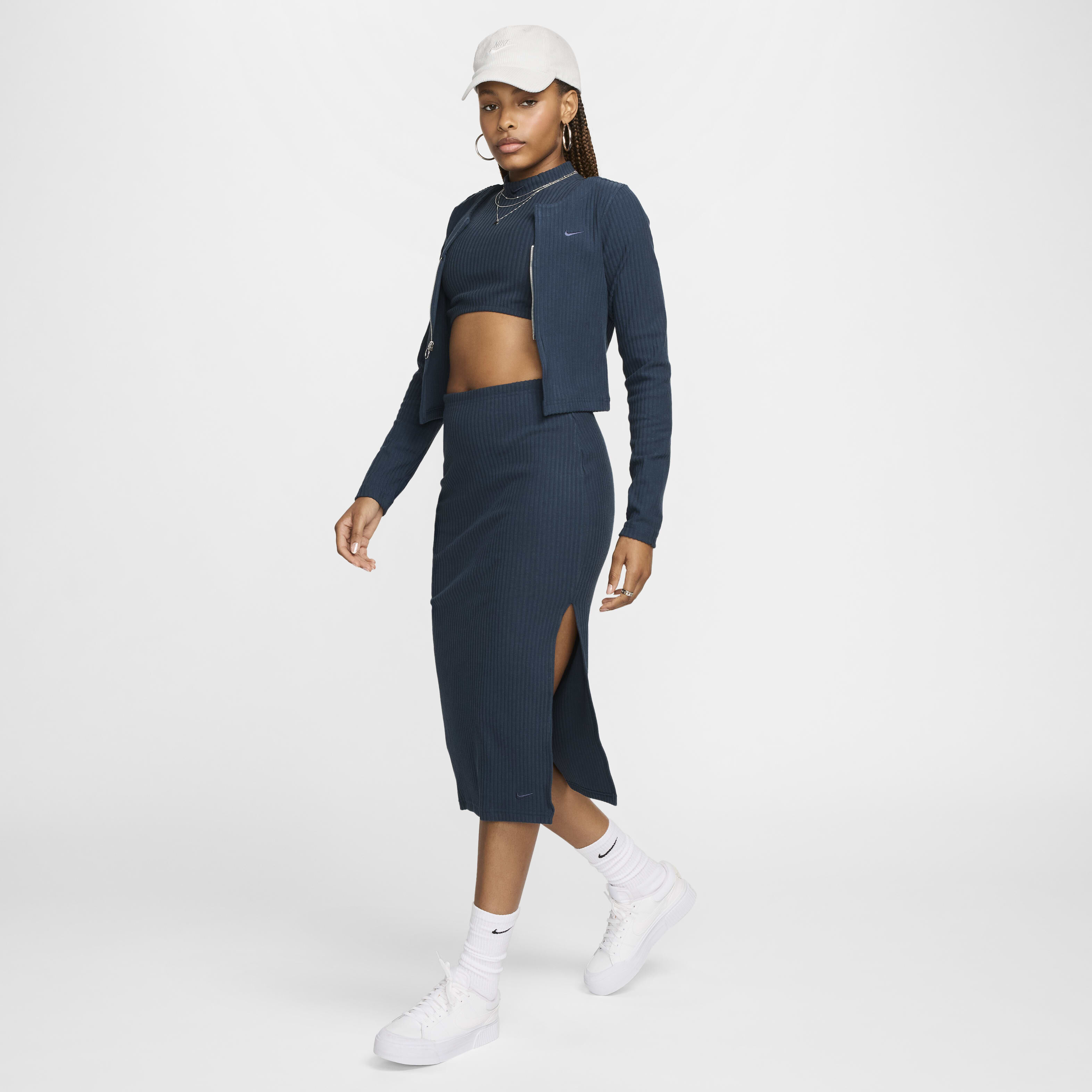 Buy Nike Sportswear Chill Rib Women s Slim Midi Skirt Nike Kuwait Official