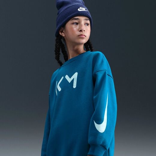 Football Hoodies & Sweatshirts-Nike, Kylian Mbappé Club Fleece, Older Kids' (Girls') Nike Football Oversized Crew-Neck Football Hoodies & Sweatshirts-Nike, Kylian Mbappé Club Fleece, Older Kids' (Girls') Nike Football Oversized Crew-Neck