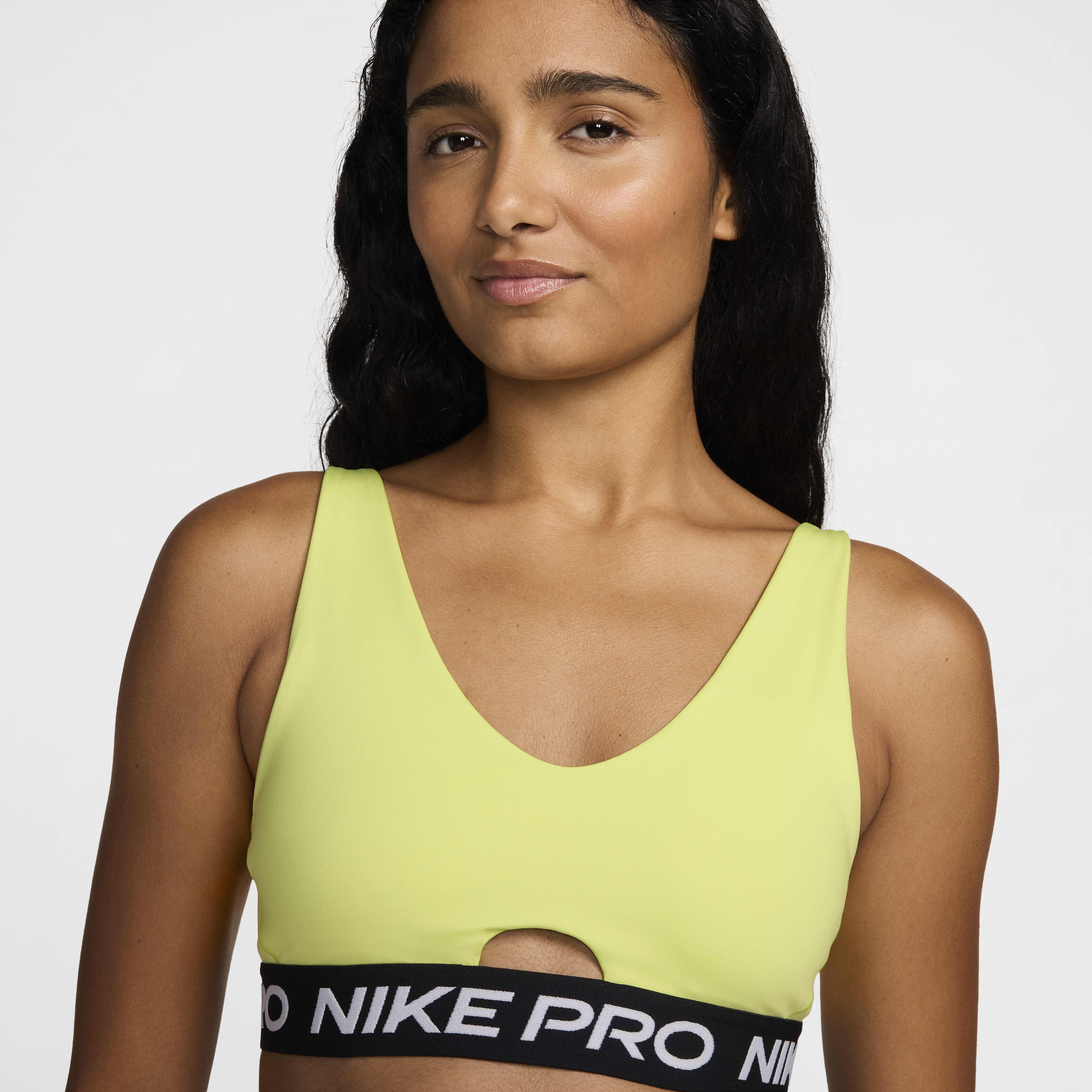 Buy Nike Pro Indy Plunge Women s Medium Support Padded Sports Bra Light Lemon Twist Nike Kuwait Official