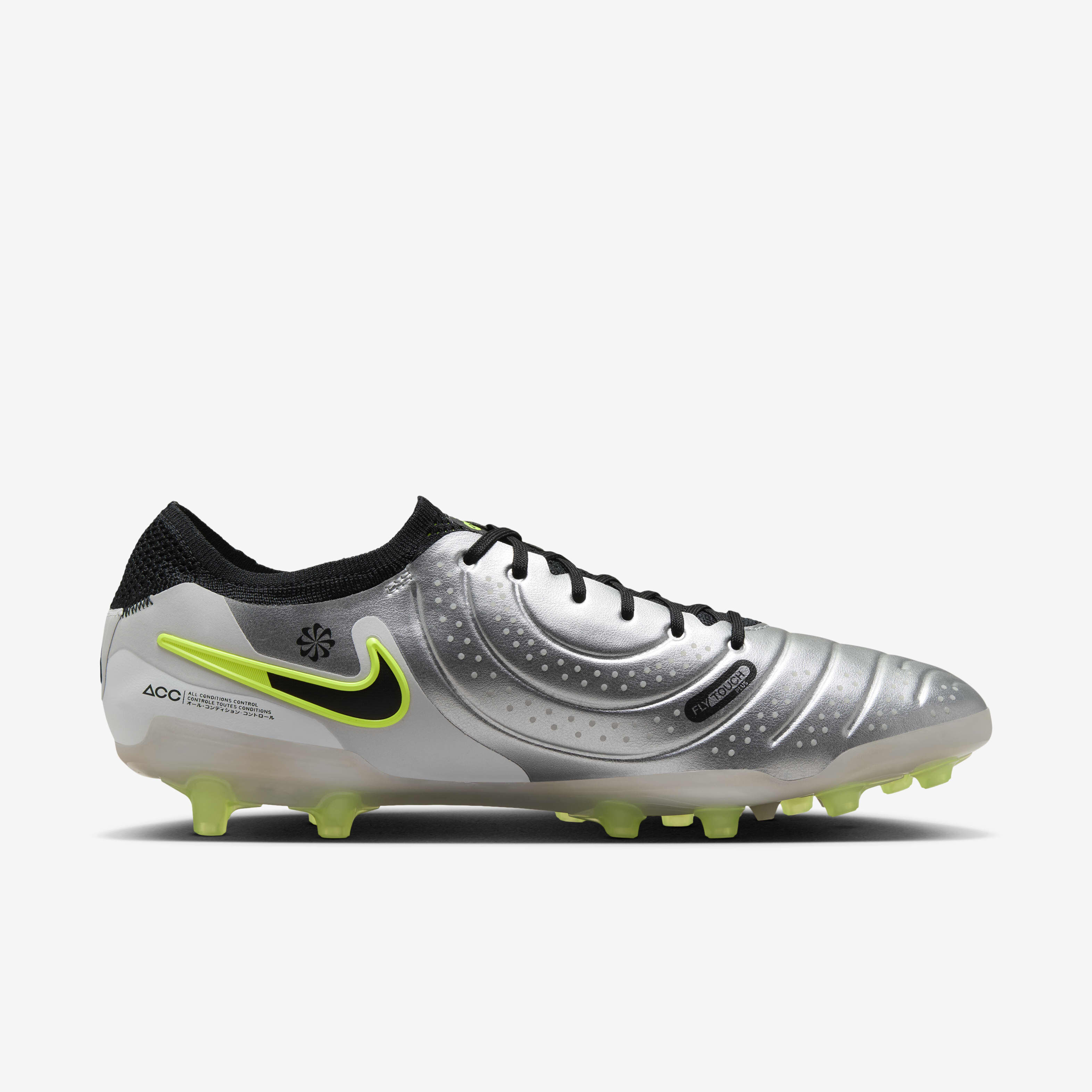 Buy Nike Tiempo Legend 10 Elite Artificial Grass Football Boots Metallic Silver Volt Black Nike Kuwait Official