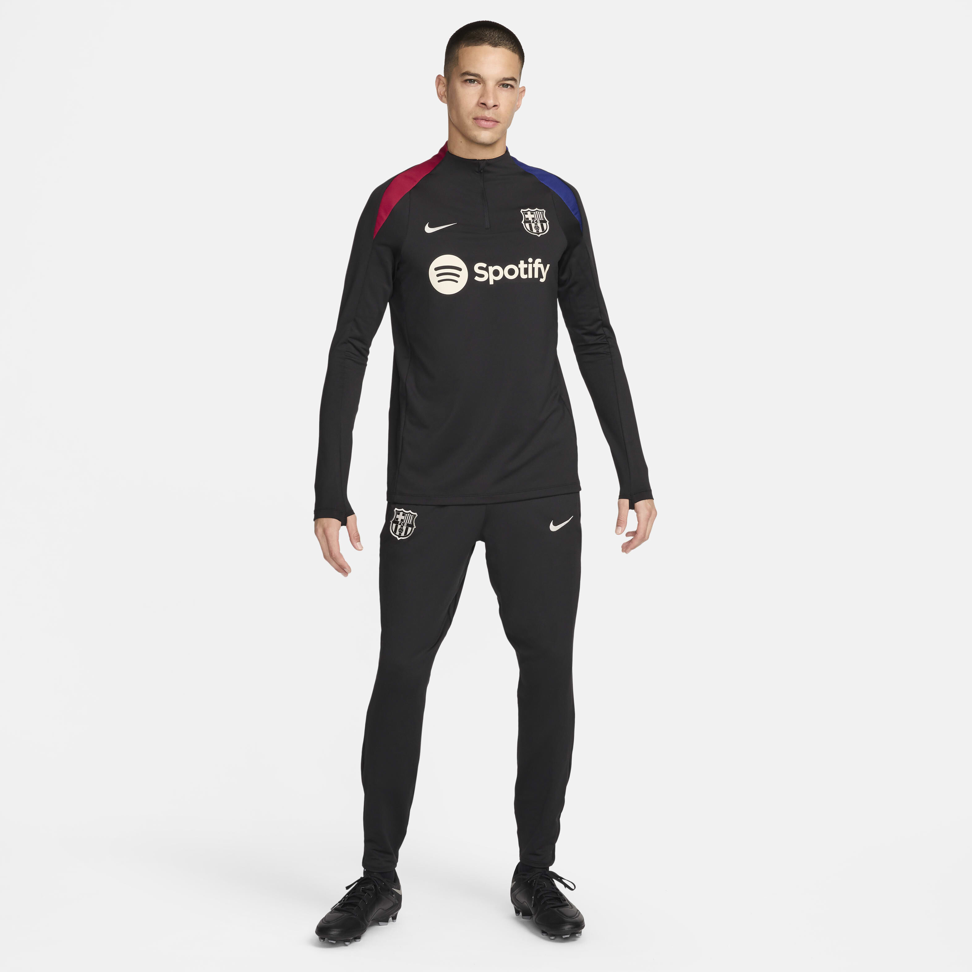 Buy F.C. Barcelona Strike Men s Nike Dri FIT Football Drill Top Black Noble Red Deep Royal Blue Light Orewood Brown Nike Kuwait Official