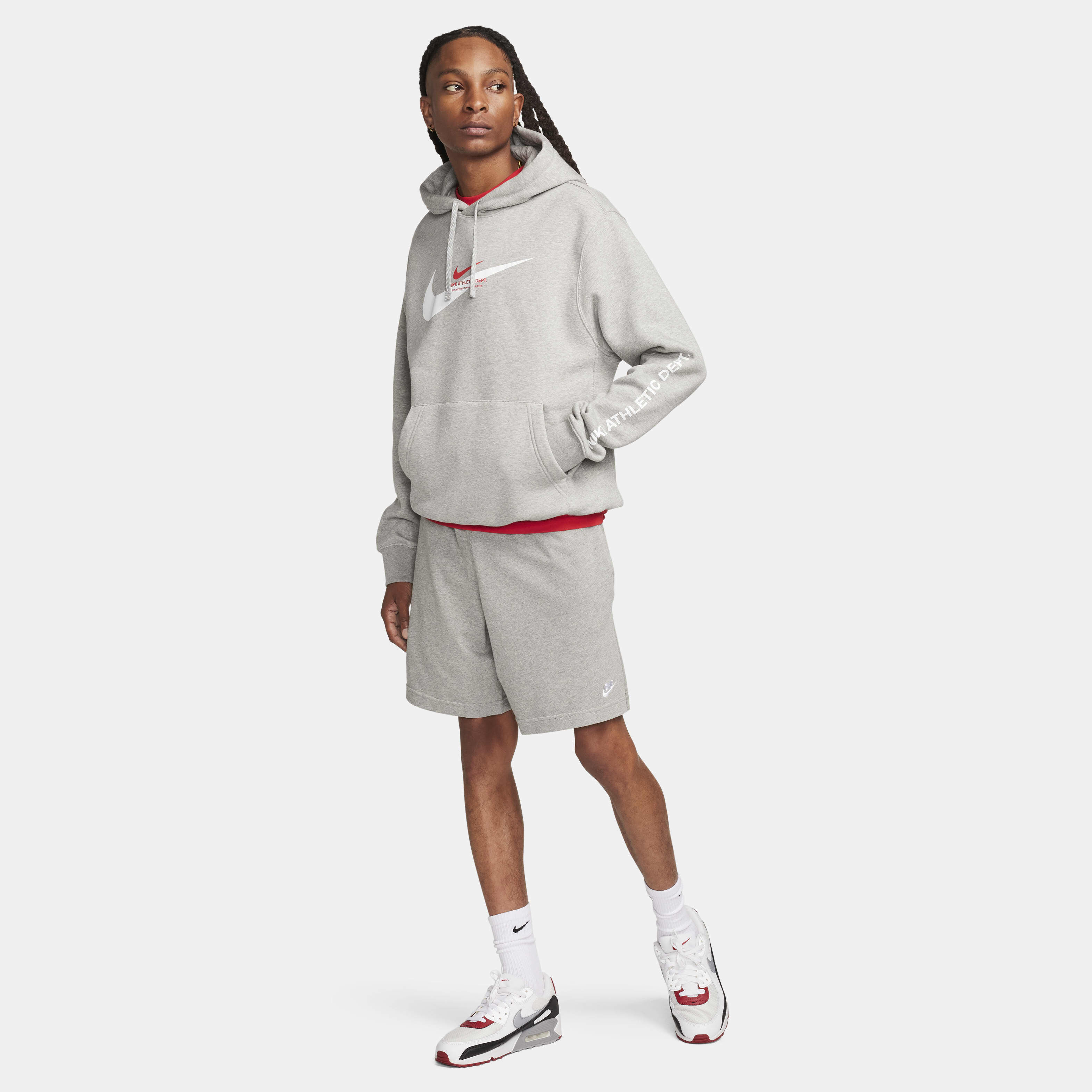 ★★Nike★★ Club Knit Shorts M Dark Grey Heather White FQ43 Nike Men's Sportswear Club, Dark Grey Heather/White at