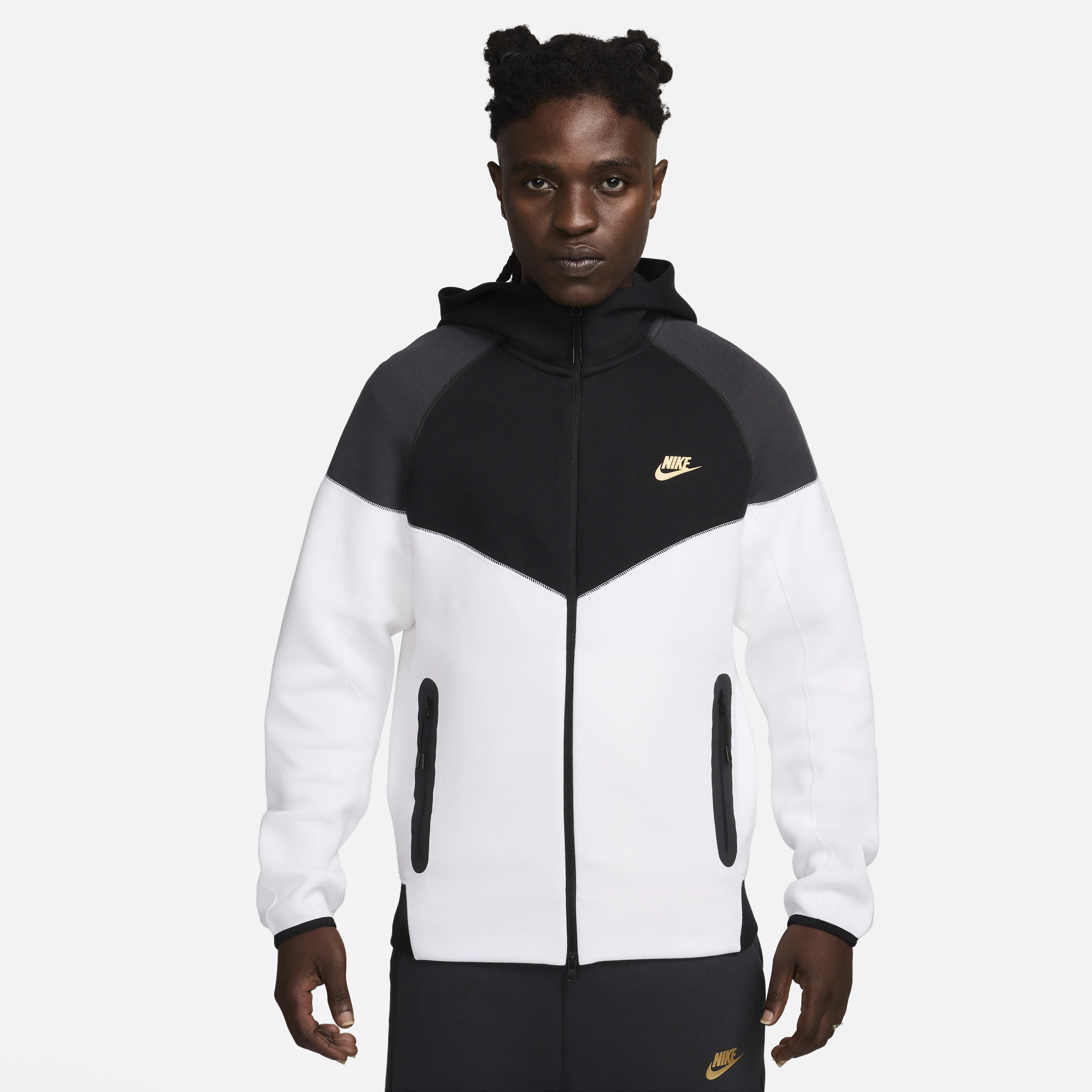 Buy Nike Sportswear Tech Fleece Windrunner Men s Full Zip Hoodie White Dark Smoke Grey Black Nike Kuwait Official
