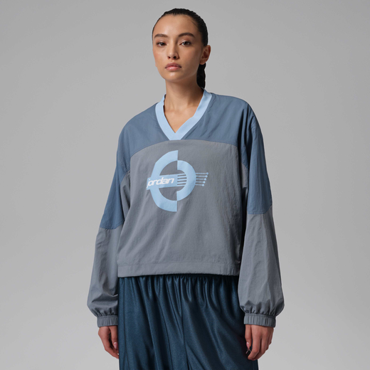 Womens-JRDN, Jordan Brooklyn, Women's Woven Long-Sleeve Graphic Sweatshirt