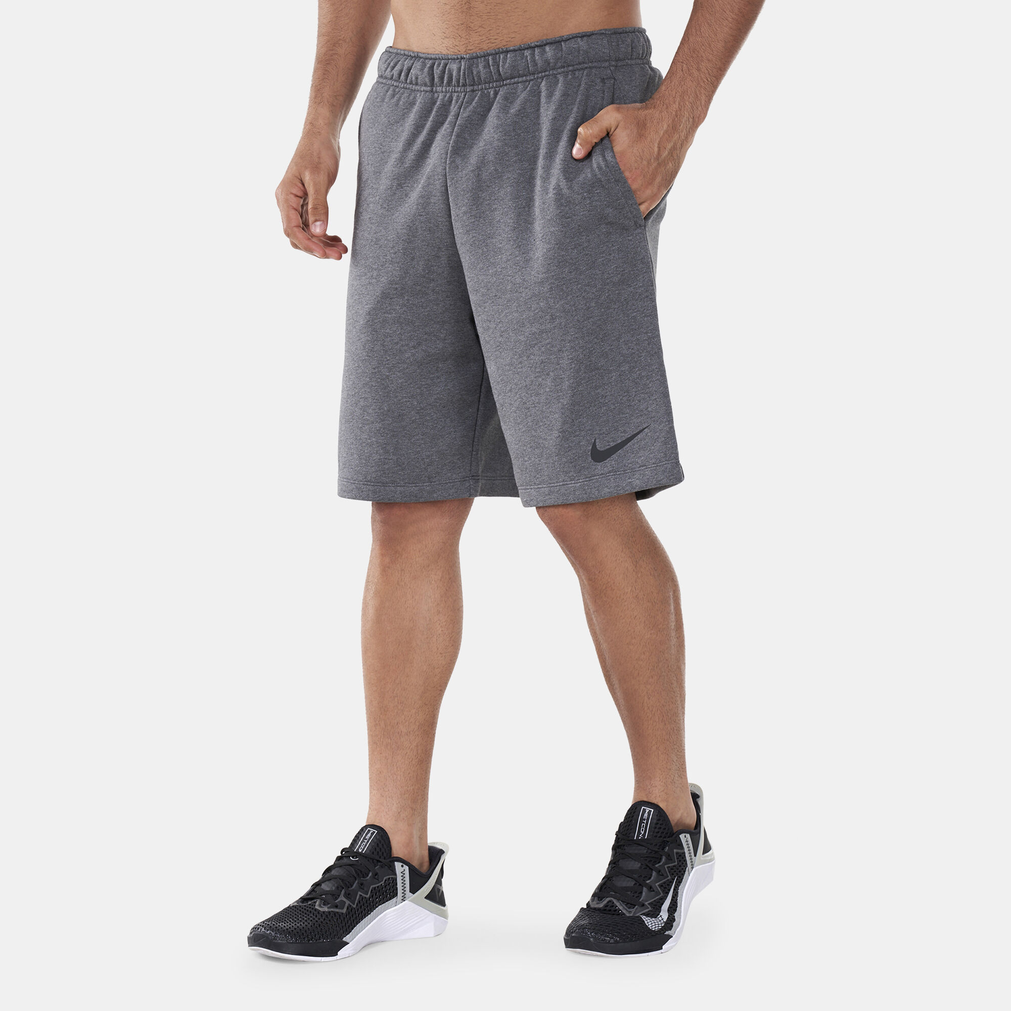 Buy Nike Dry Men s Dri FIT Fleece Fitness Shorts Black White Nike Kuwait Official