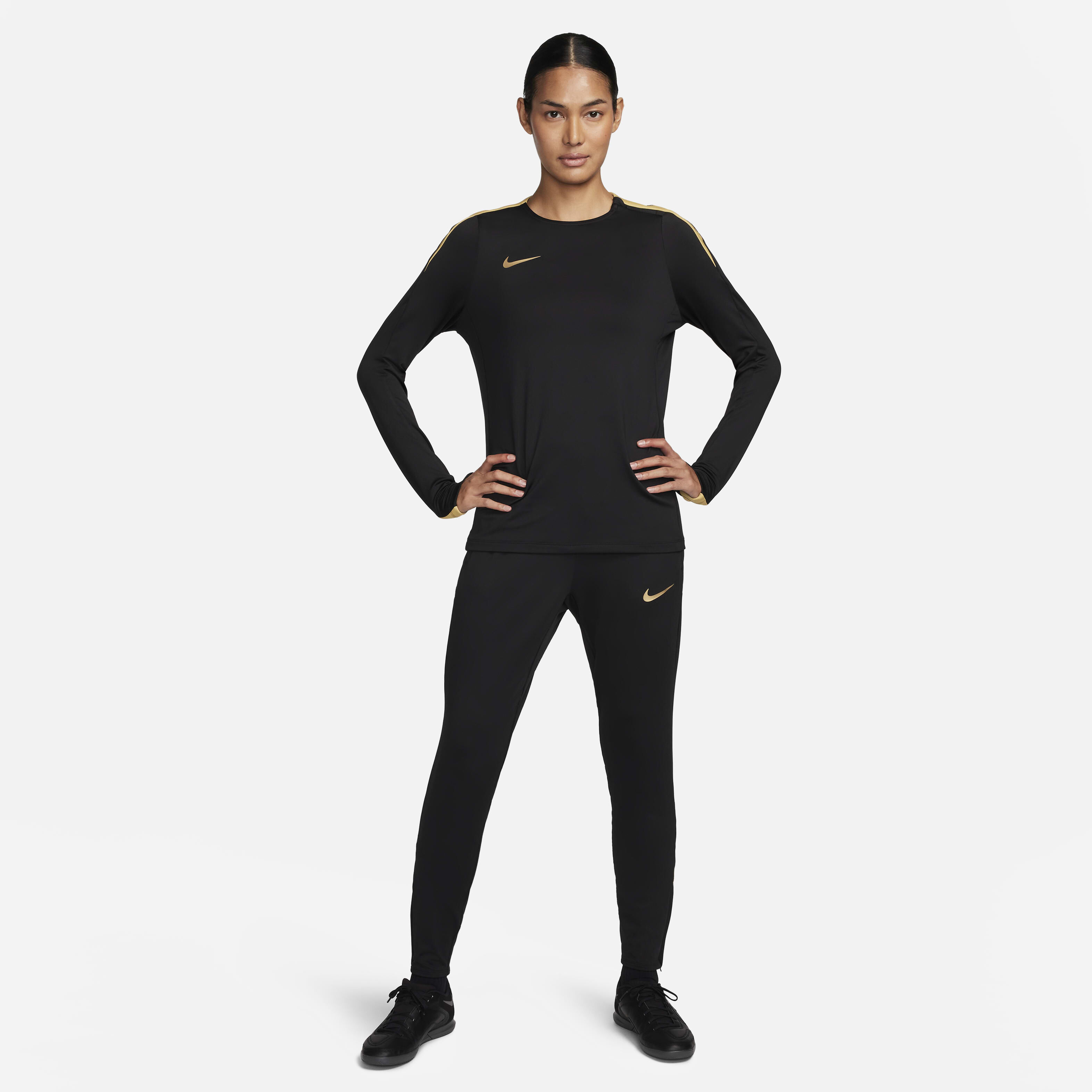 Buy Nike Strike Women s Dri FIT Football Pants Black Jersey Gold Metallic Gold Nike Kuwait Official