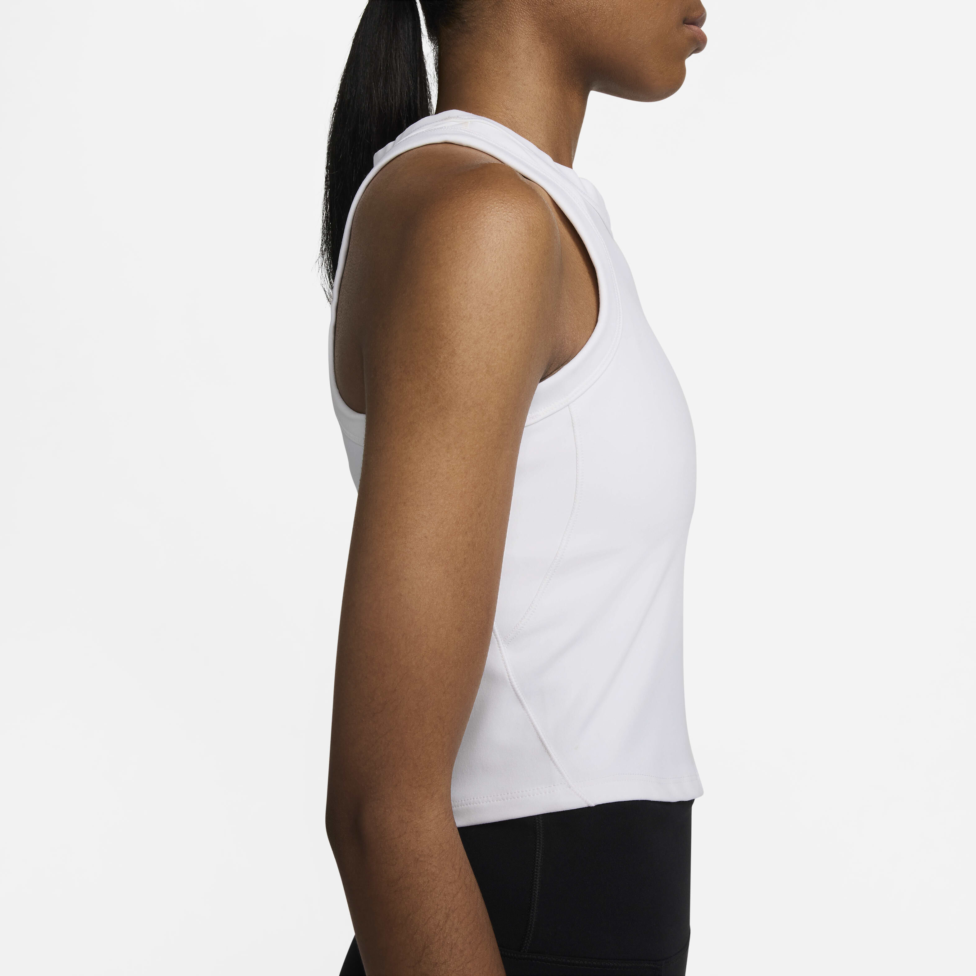 Buy Nike One Fitted Women s Dri FIT Cropped Tank Top White Black Nike Kuwait Official