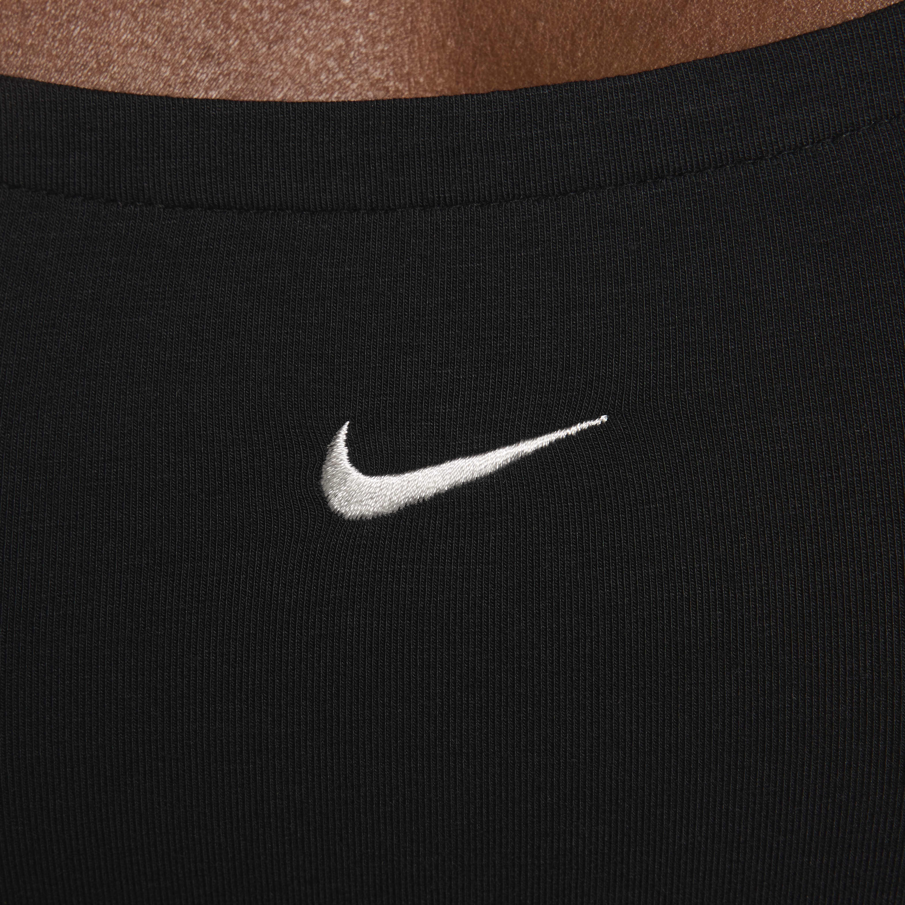 Buy Nike Sportswear Chill Knit Women s Short Sleeve Square Neck Top Black Sail Nike Kuwait Official