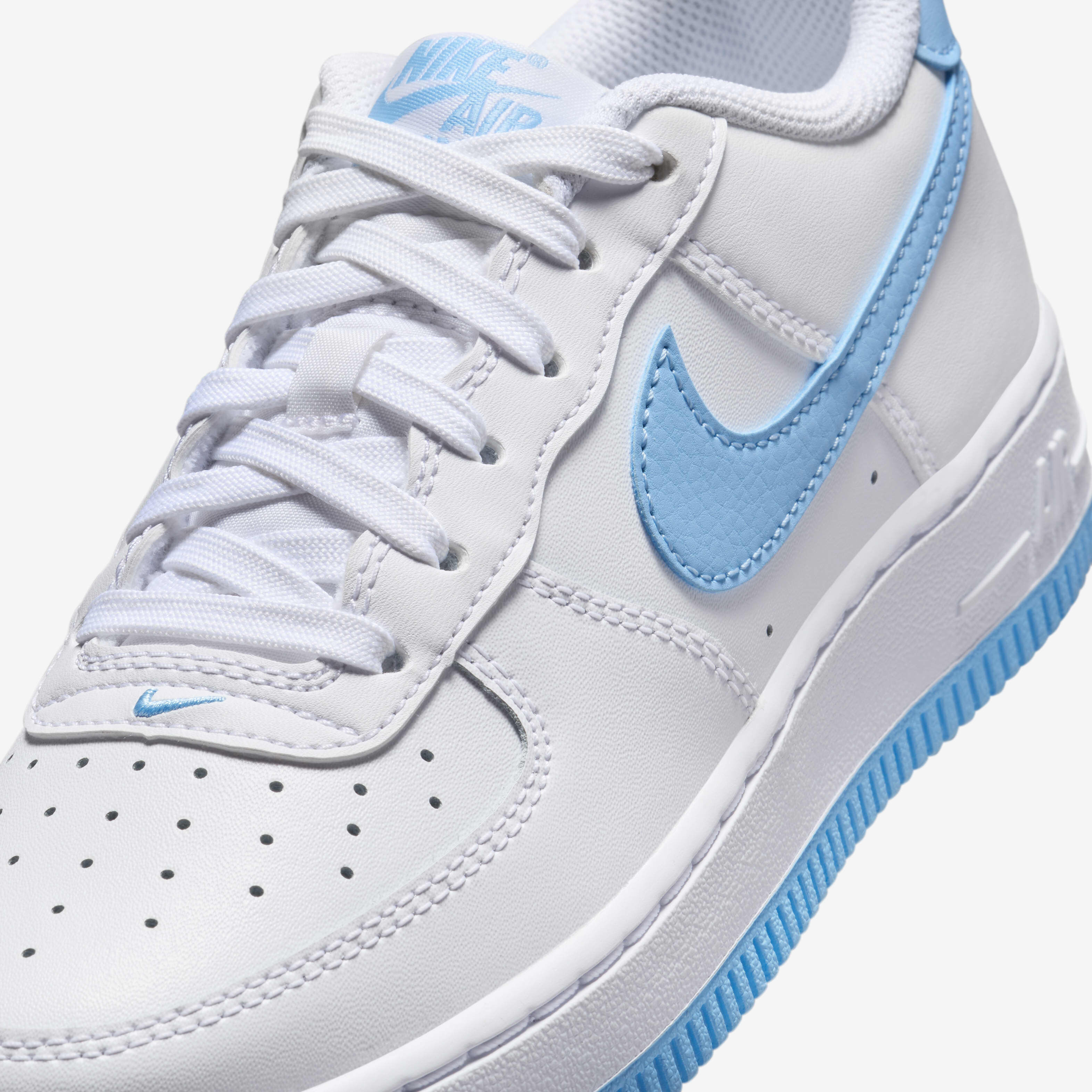 Buy Nike Air Force 1 Older Kids Shoes White White Aquarius Blue Nike Kuwait Official