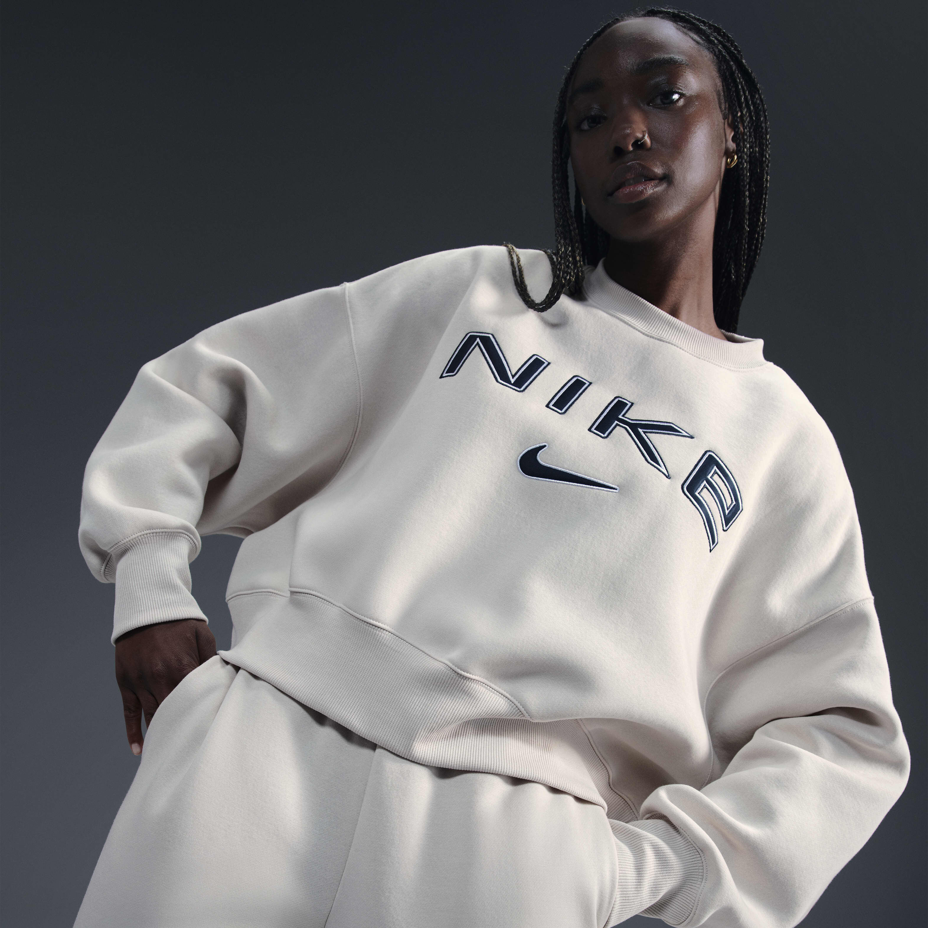Buy Nike Sportswear Phoenix Fleece Women s Over Oversized Crew Neck Logo Sweatshirt Nike Kuwait Official