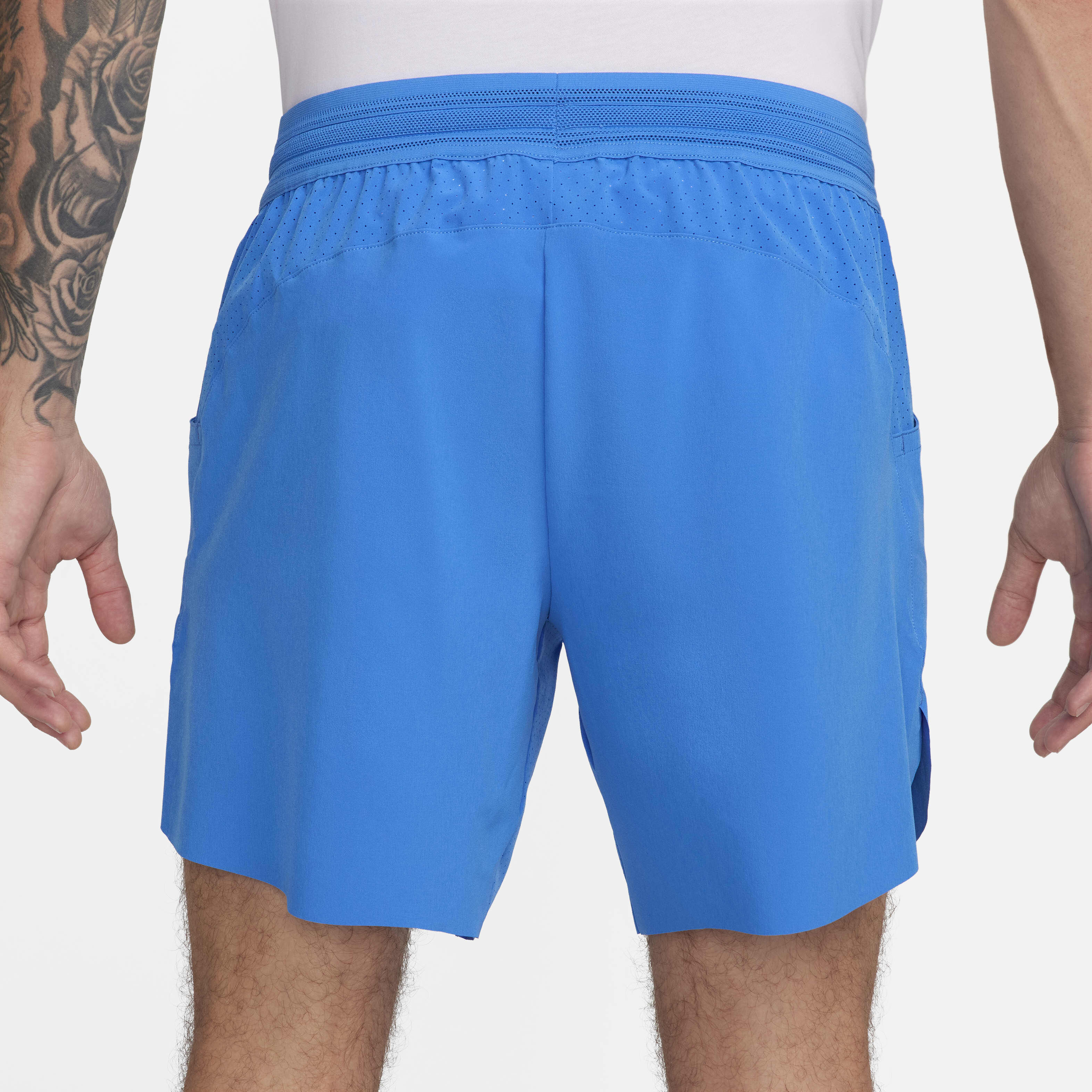 Buy Rafa Men s Nike Dri FIT ADV 18cm approx. Tennis Shorts Light Photo Blue Light Lemon Twist White Nike Kuwait Official