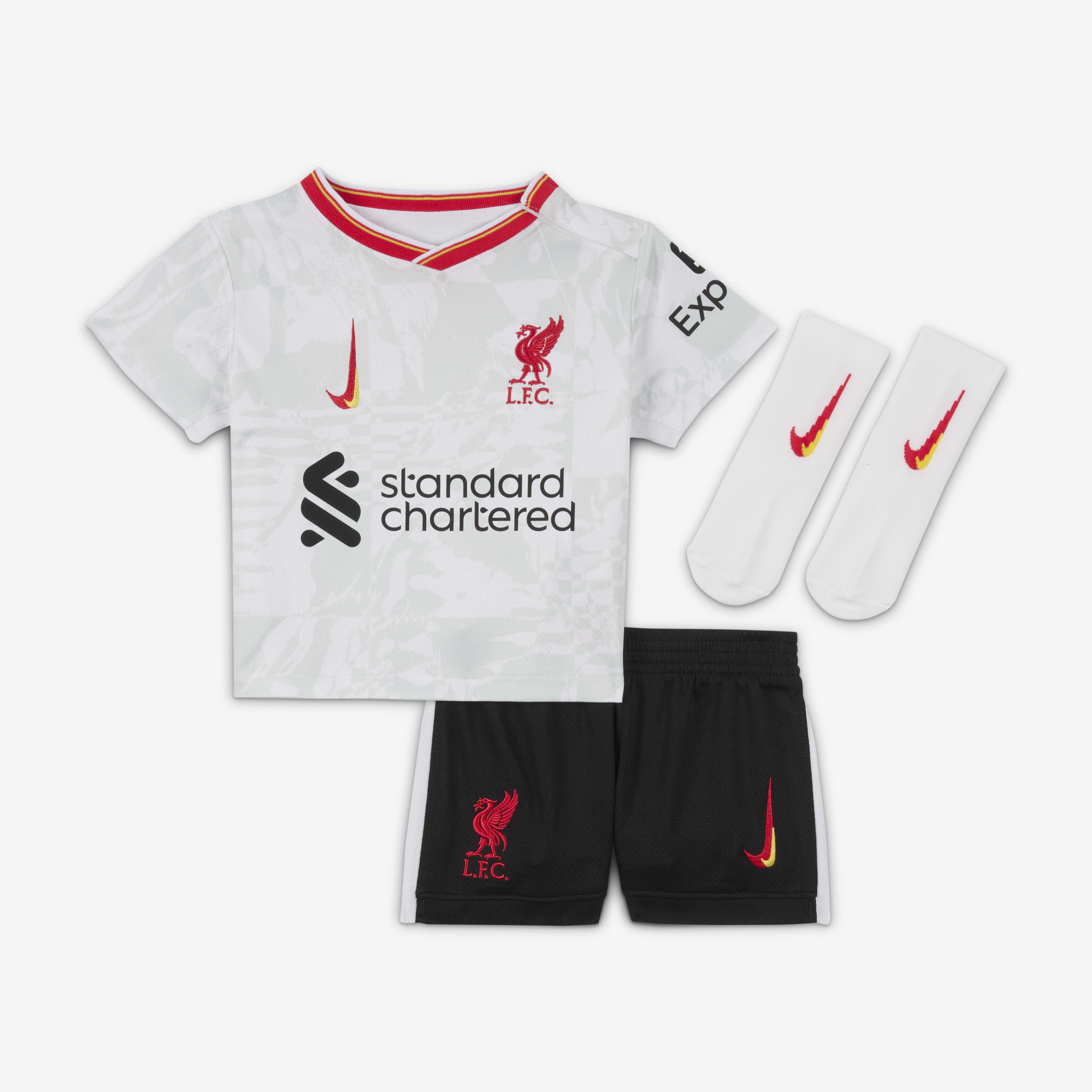 Buy Liverpool F.C. 2024 25 Stadium Third Baby Toddler Nike Football 3 Piece Kit White Pure Platinum Black Global Red Nike Kuwait Official