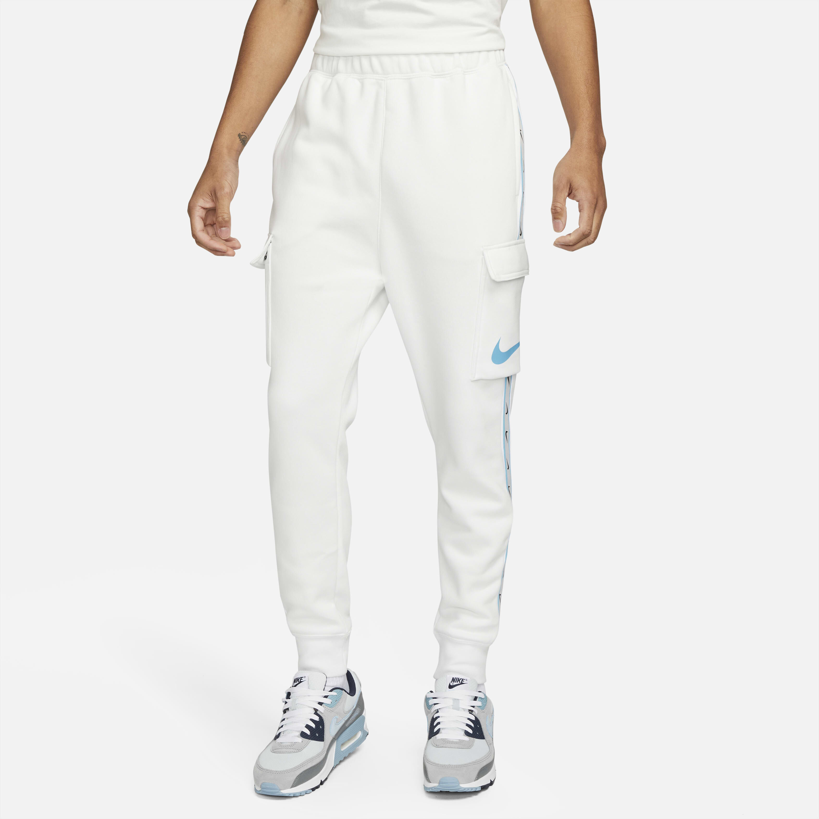 Buy Nike Sportswear Repeat Men s Fleece Cargo Trousers Summit White Baltic Blue Nike Kuwait Official