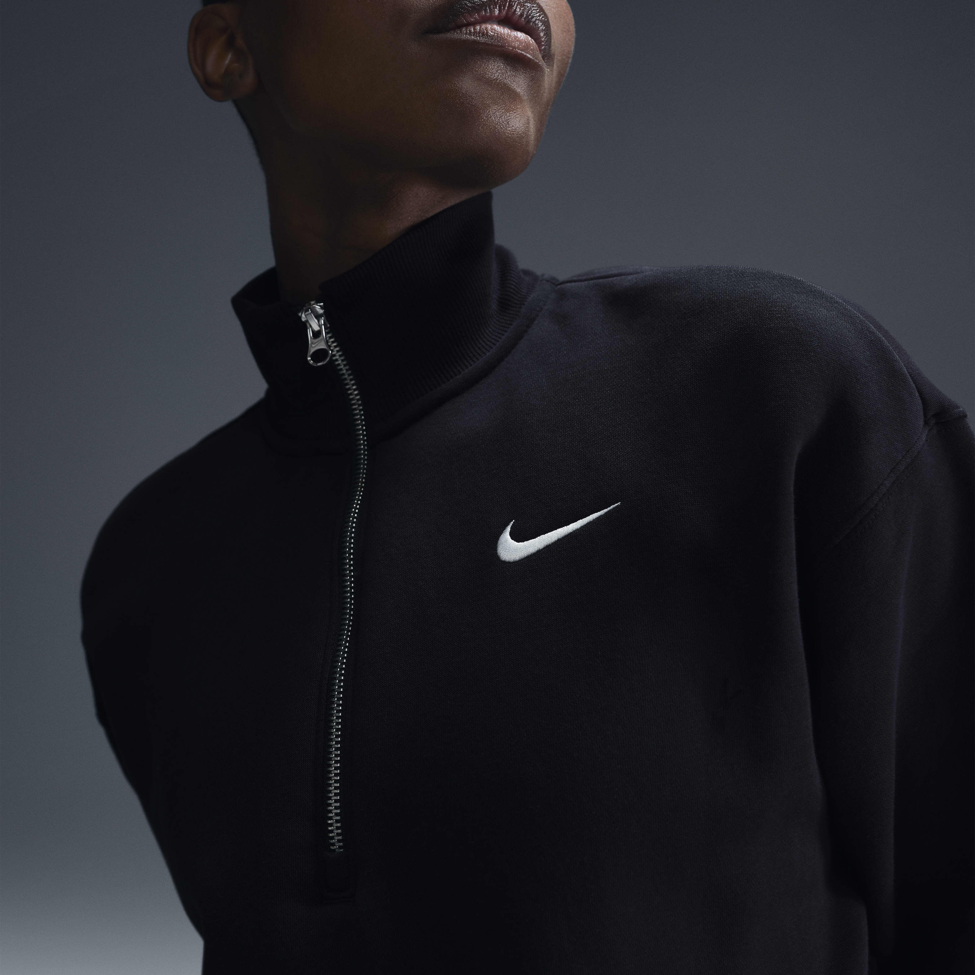Black nike cropped sweatshirt on sale