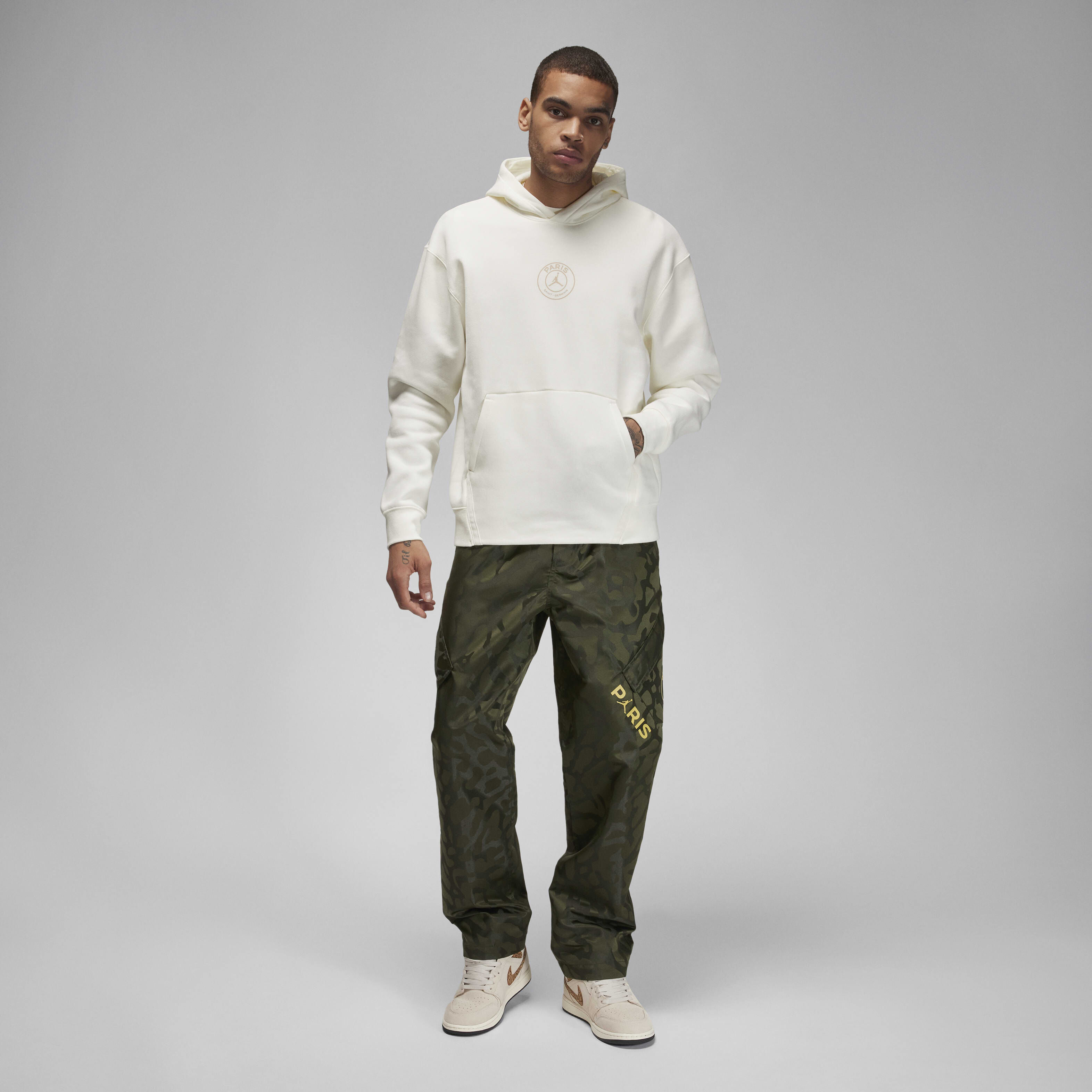 Buy Paris Saint-Germain Men's Fleece Pullover Hoodie - Sail/Sand