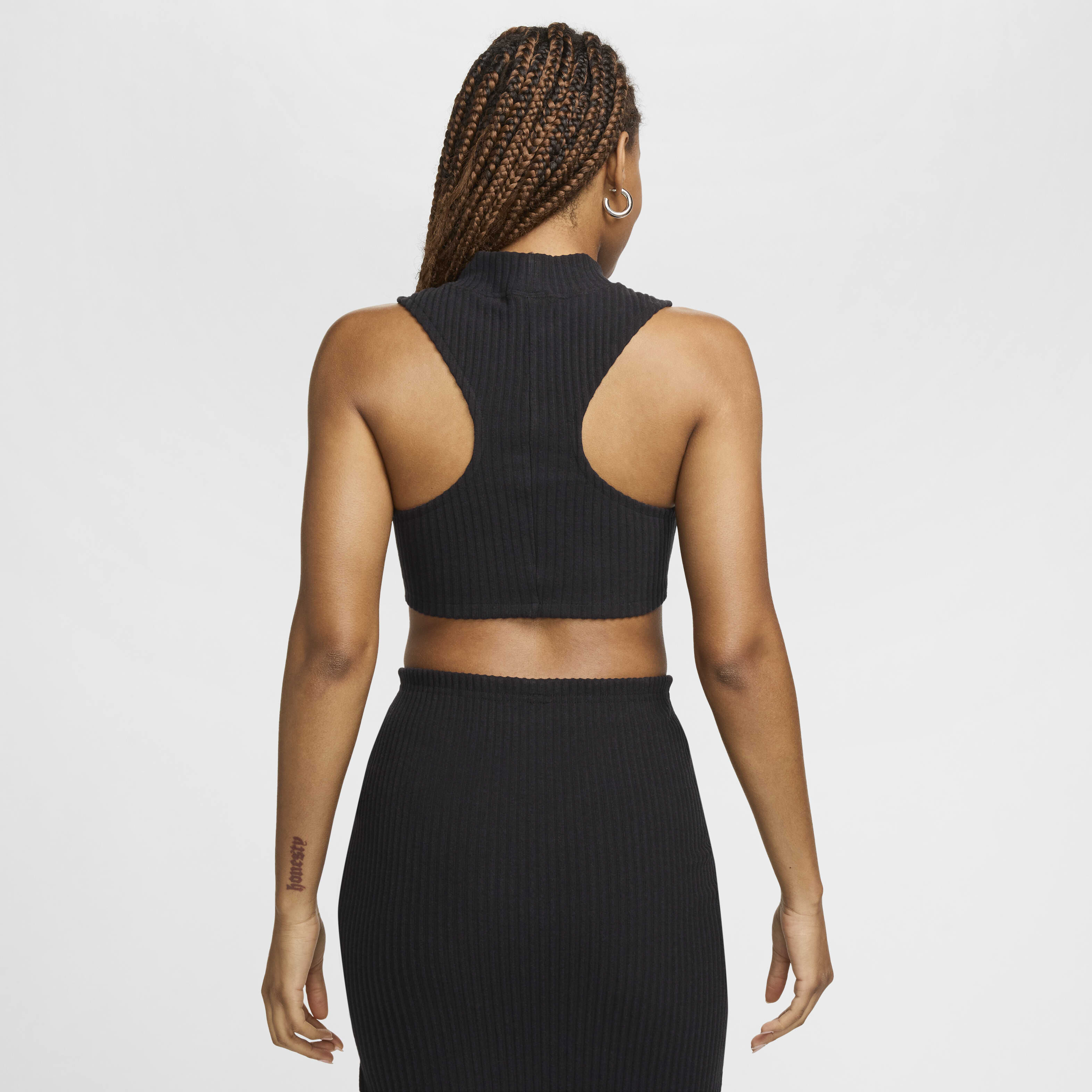 Buy Nike Sportswear Chill Rib Women s Tight Mock Neck Cropped Tank Top Black Black Nike Kuwait Official