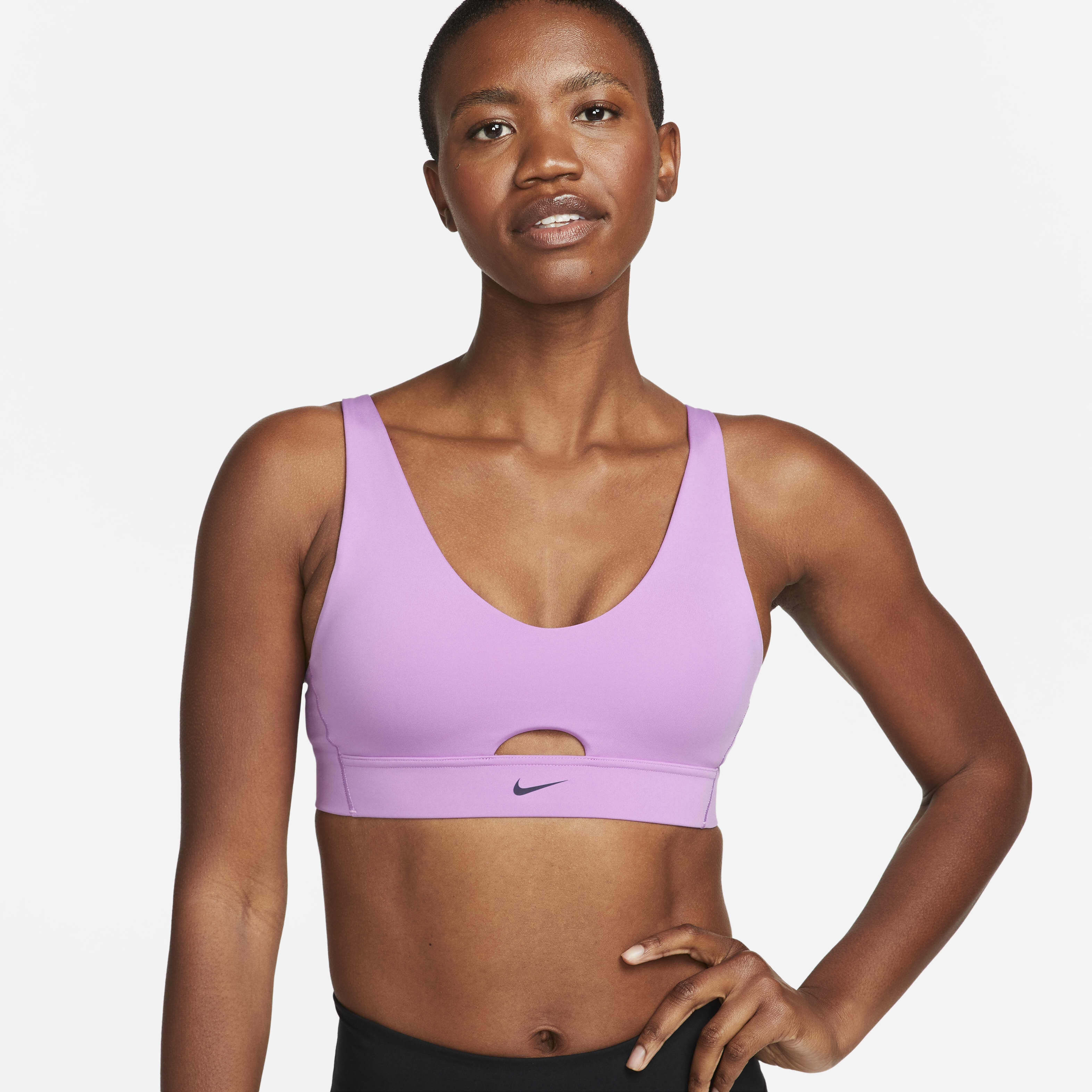 Nike indy logo sports bra pink deals