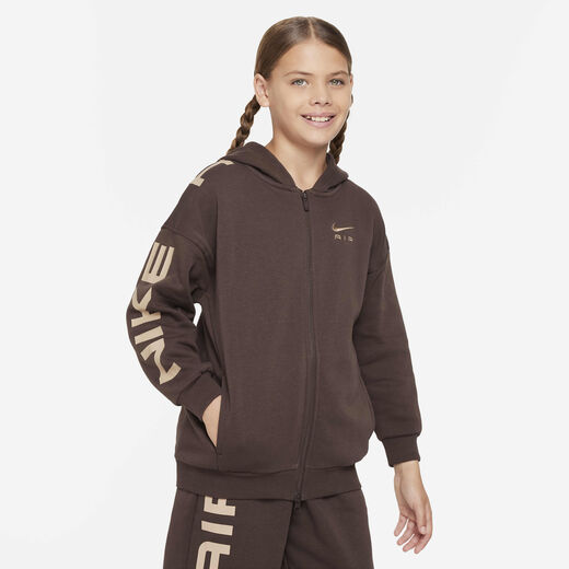 Hoodies & Sweatshirts-Nike, Nike Air Club Fleece, Older Kids' (Girls') Oversized Full-Zip Hoodie