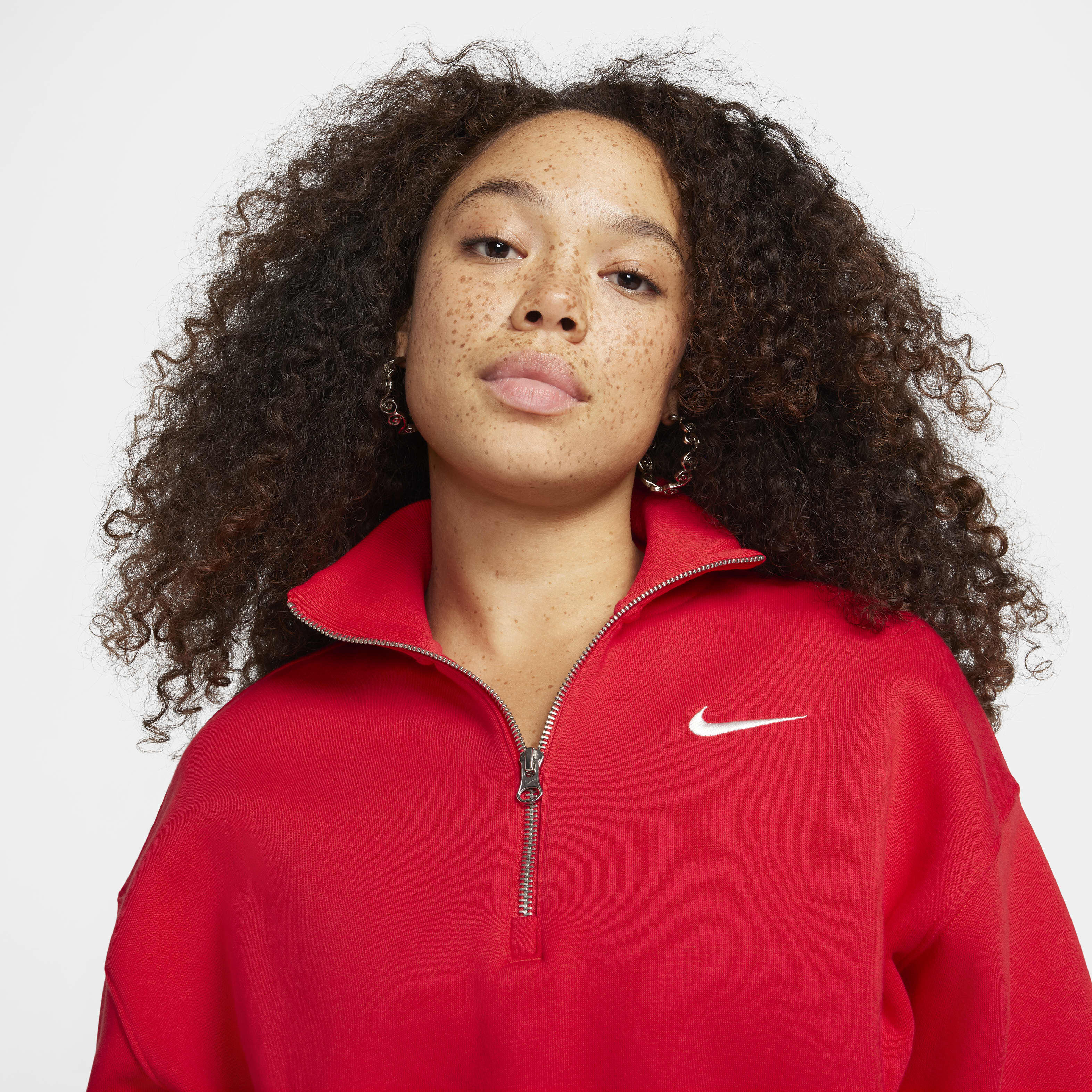 Buy Nike Sportswear Phoenix Fleece Women s 1 2 Zip Cropped Sweatshirt University Red Sail Nike Kuwait Official