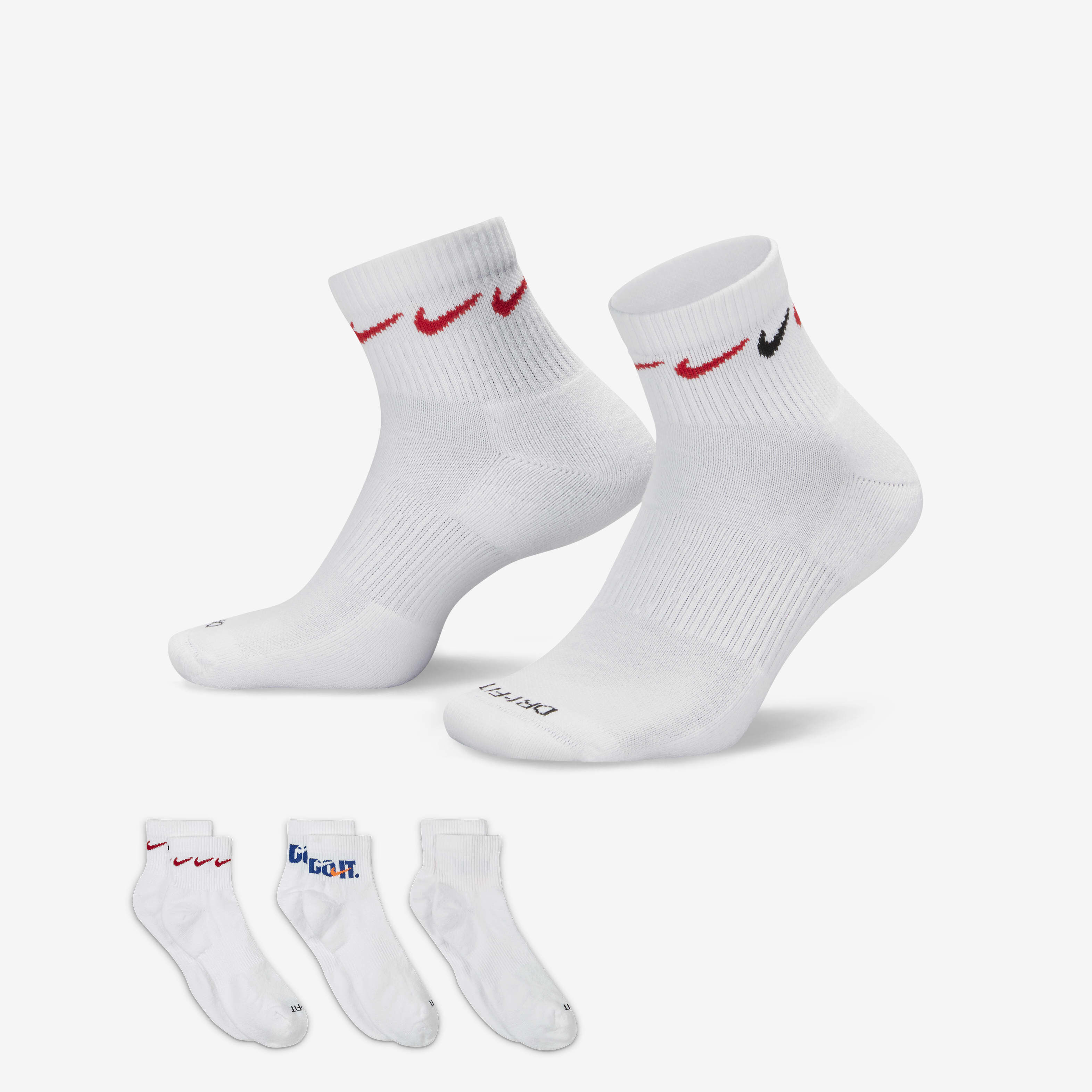 Buy Nike Everyday Plus Cushioned Training Ankle Socks 3 Pairs Multi Colour Nike Kuwait Official