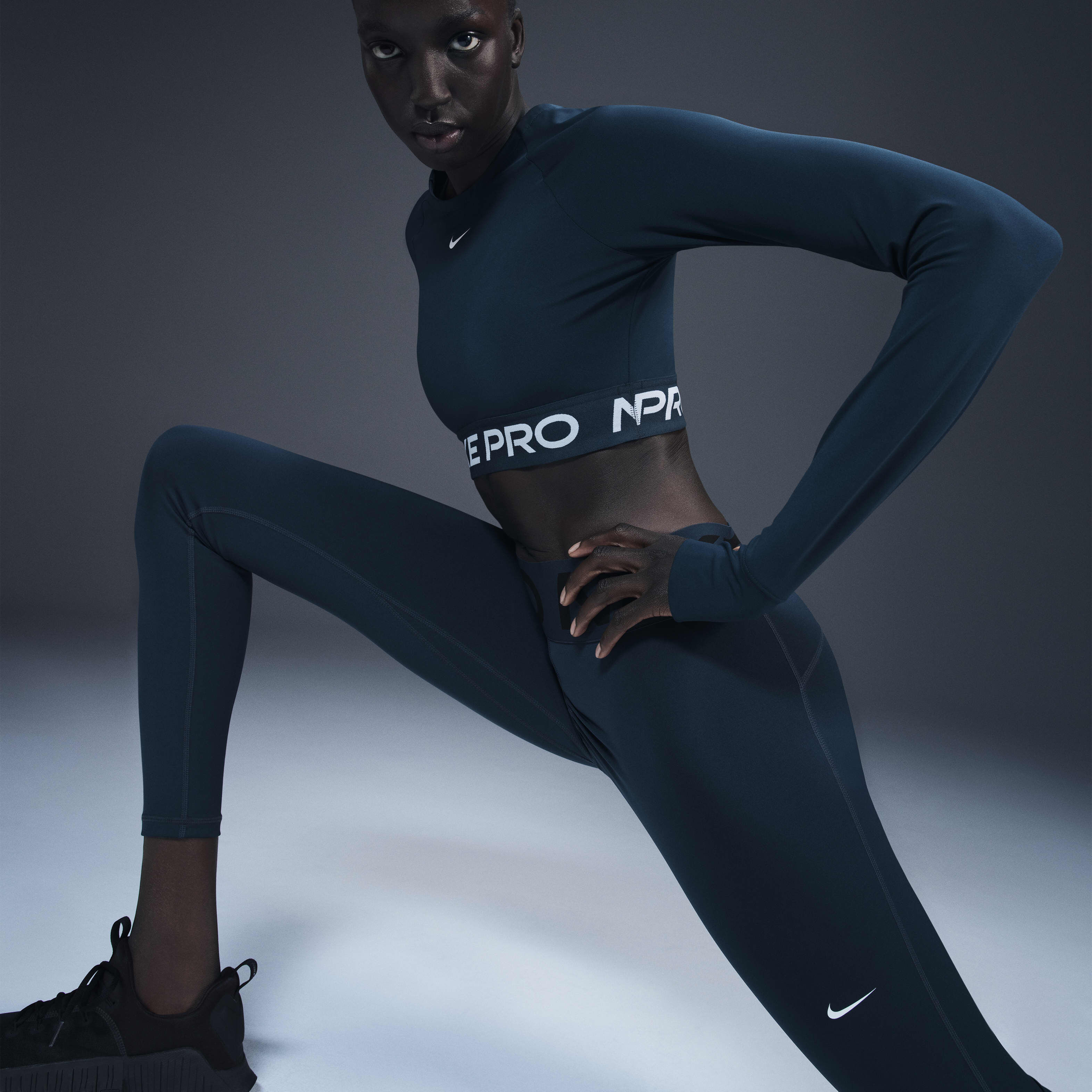Buy Nike Pro Sculpt Women s High Waisted Full Length Leggings Armoury Navy White Nike Kuwait Official