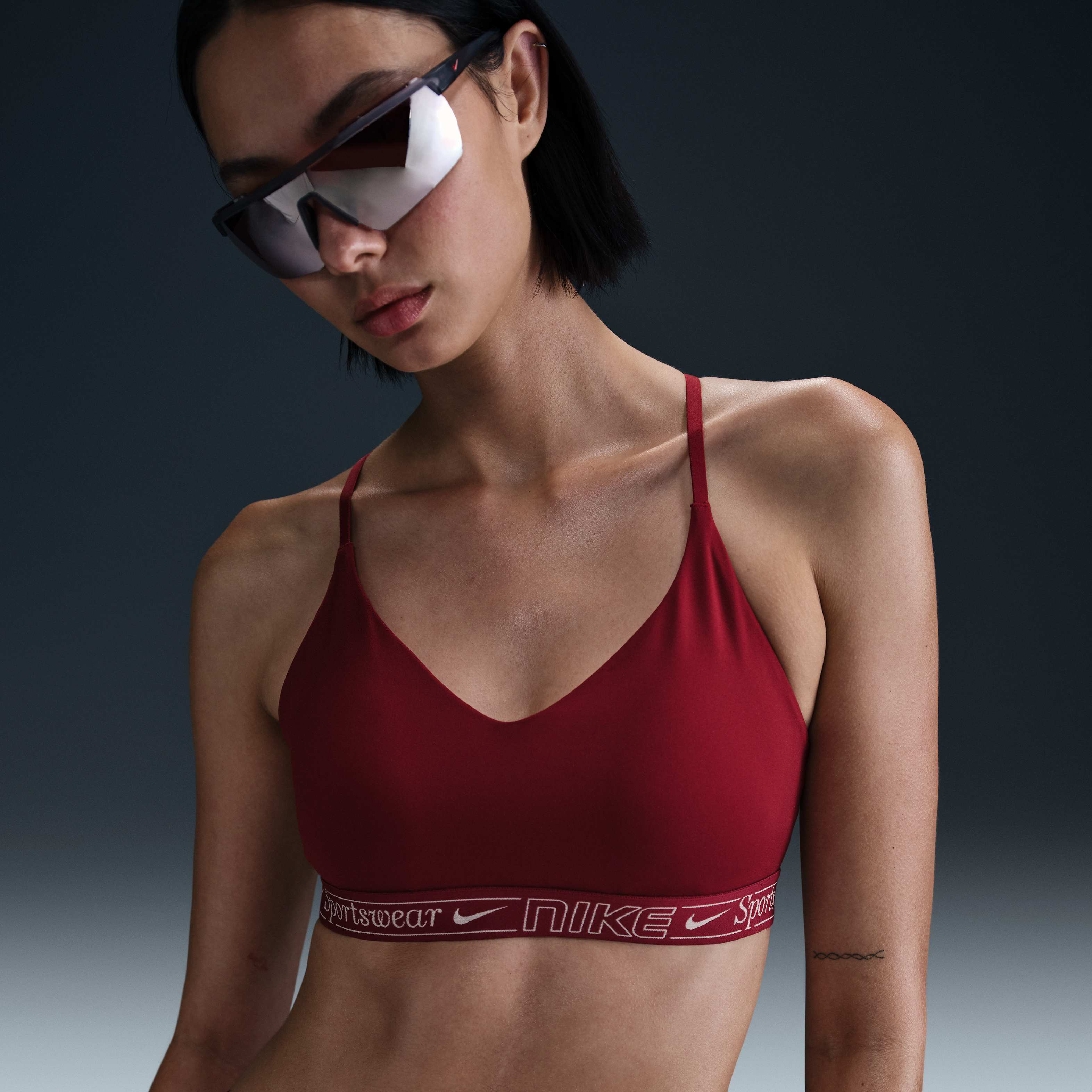 womens red nike sports bra