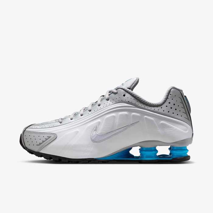 Buy Nike Shox R4 Men's Shoes Metallic Silver/White/Blue Lagoon