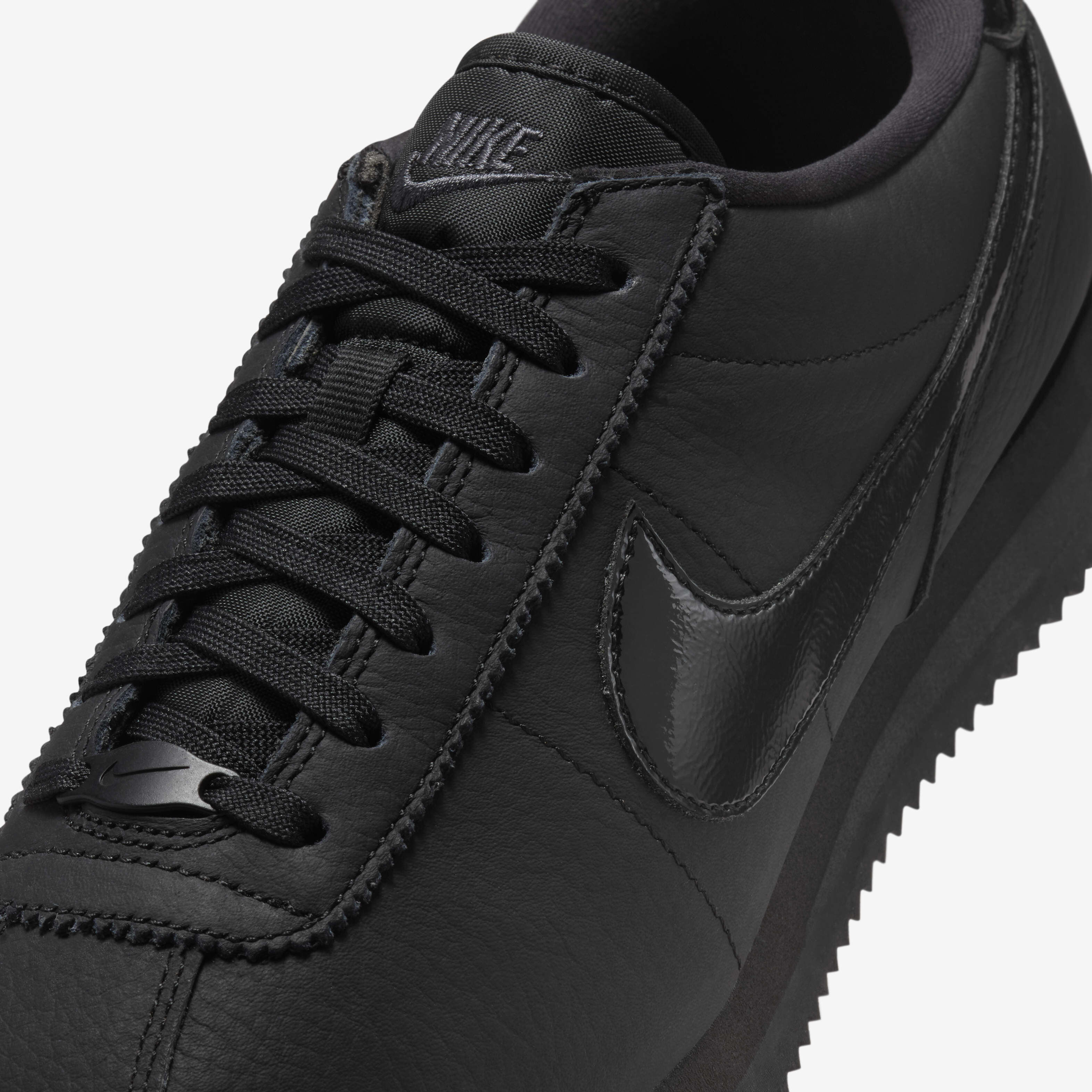 Nike cortez black leather shoes shop
