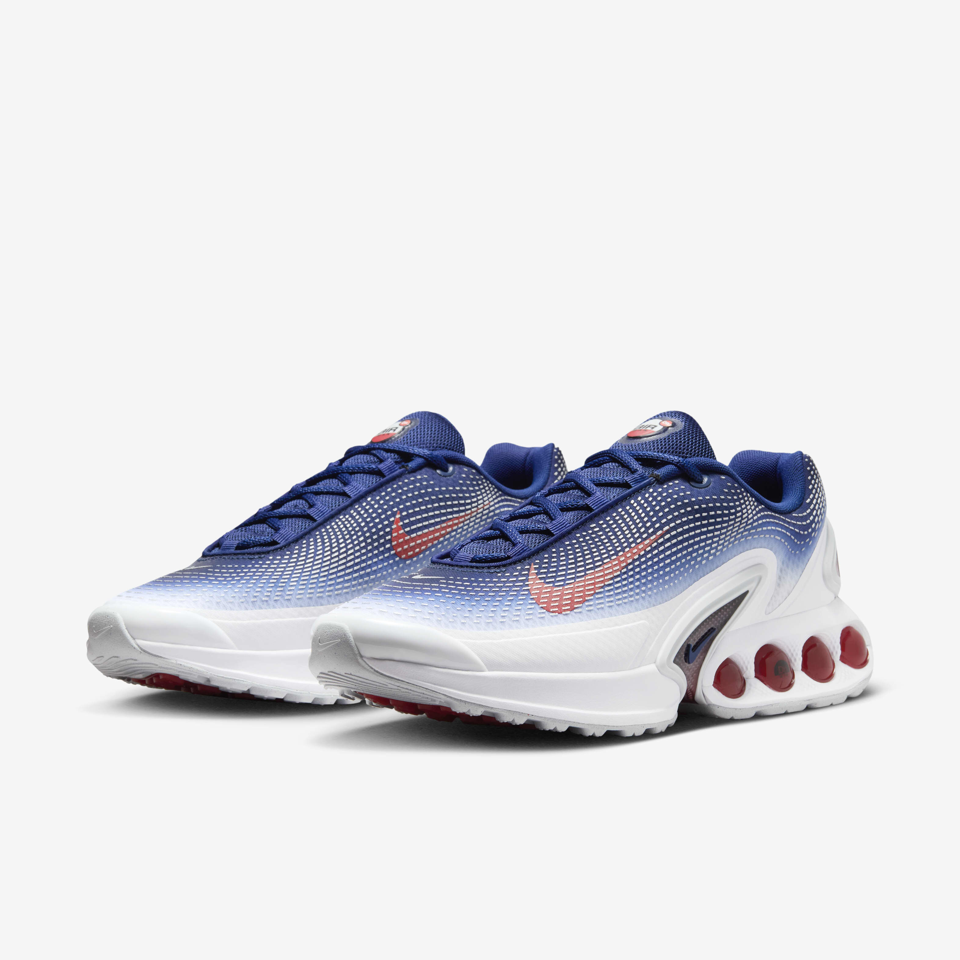 Buy Nike Air Max Dn Men s Shoes White Blue Void Metallic Silver Bright Crimson Nike Kuwait Official