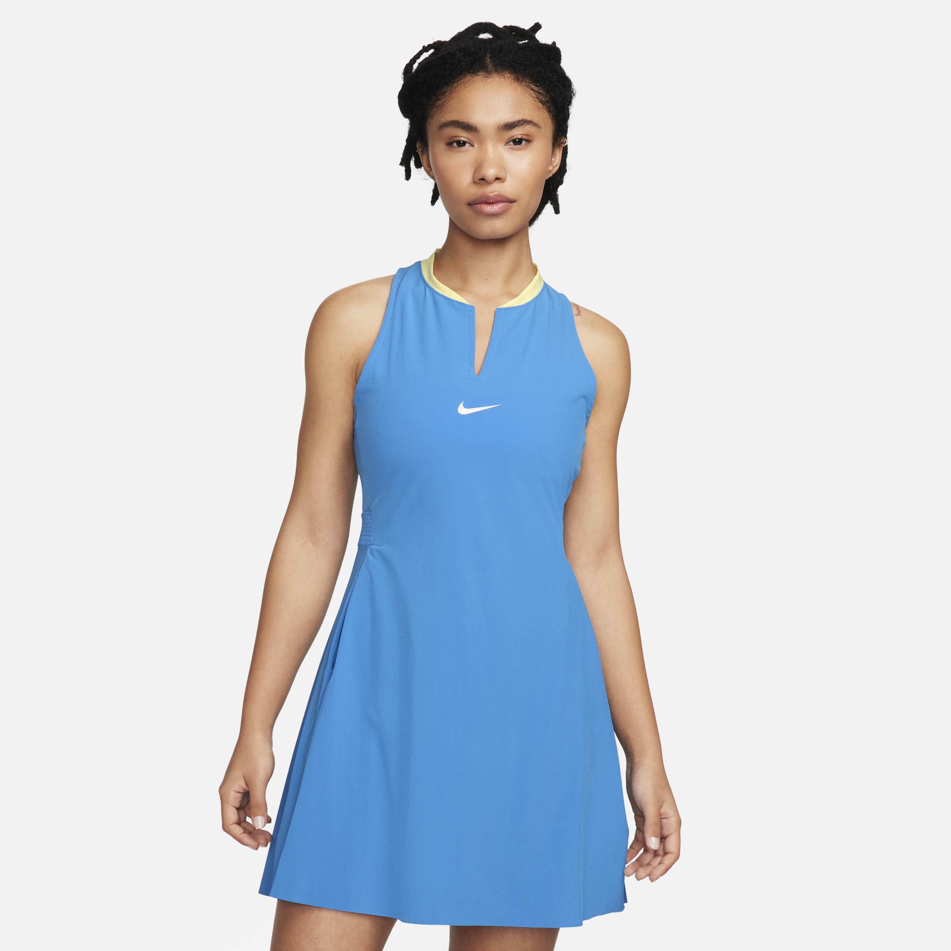 Buy Nike Dri FIT Advantage Women s Tennis Dress Light Photo Blue White Nike Kuwait Official
