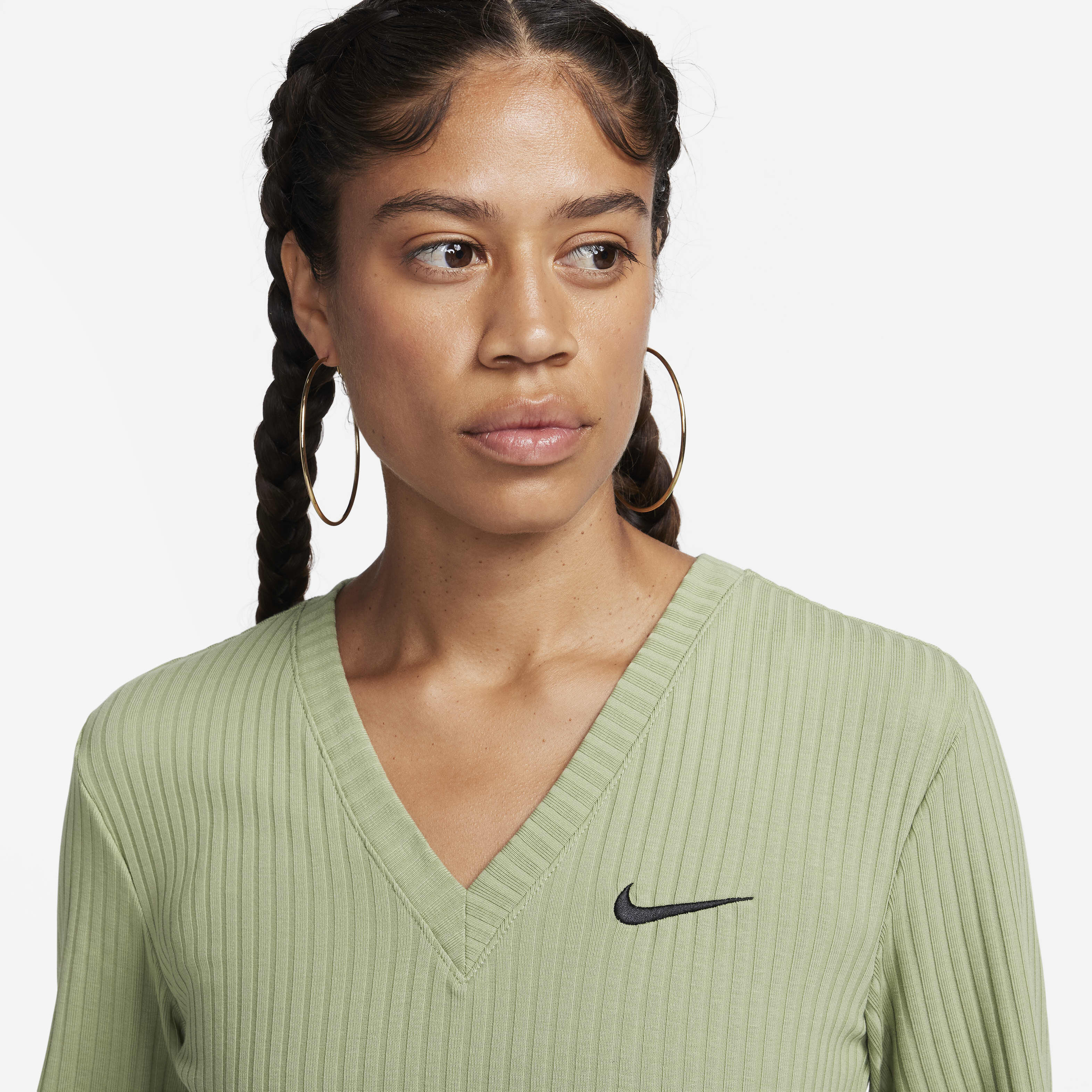Buy Nike Sportswear Women's Ribbed Jersey Long-Sleeve V-Neck Top
