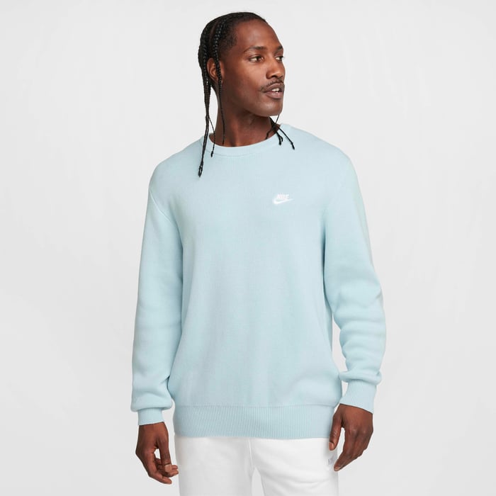 Buy Nike Club Men's Crew-Neck Jumper Glacier Blue/White Nike