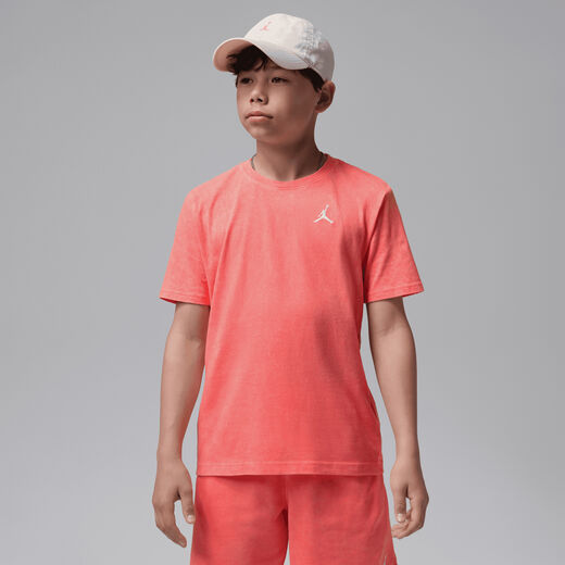 T-Shirts & Tops-JRDN, Jordan, Big Kids' Air Embroidered Acid Wash T-Shirt