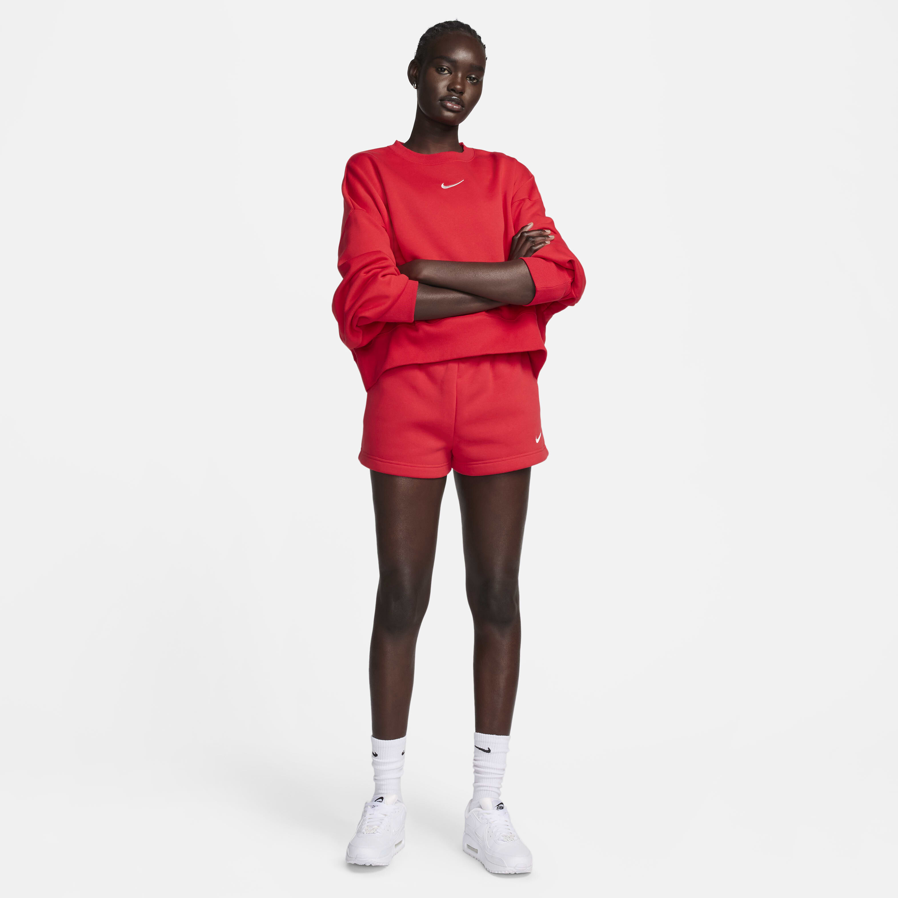 Buy Nike Sportswear Phoenix Fleece Women s High Waisted Loose Shorts University Red Sail Nike Kuwait Official
