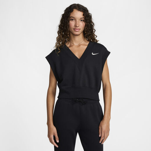 Skirts & Dresses-Nike, Nike Sportswear Phoenix Fleece, Women's Loose V-Neck Sleeveless Cropped Top
