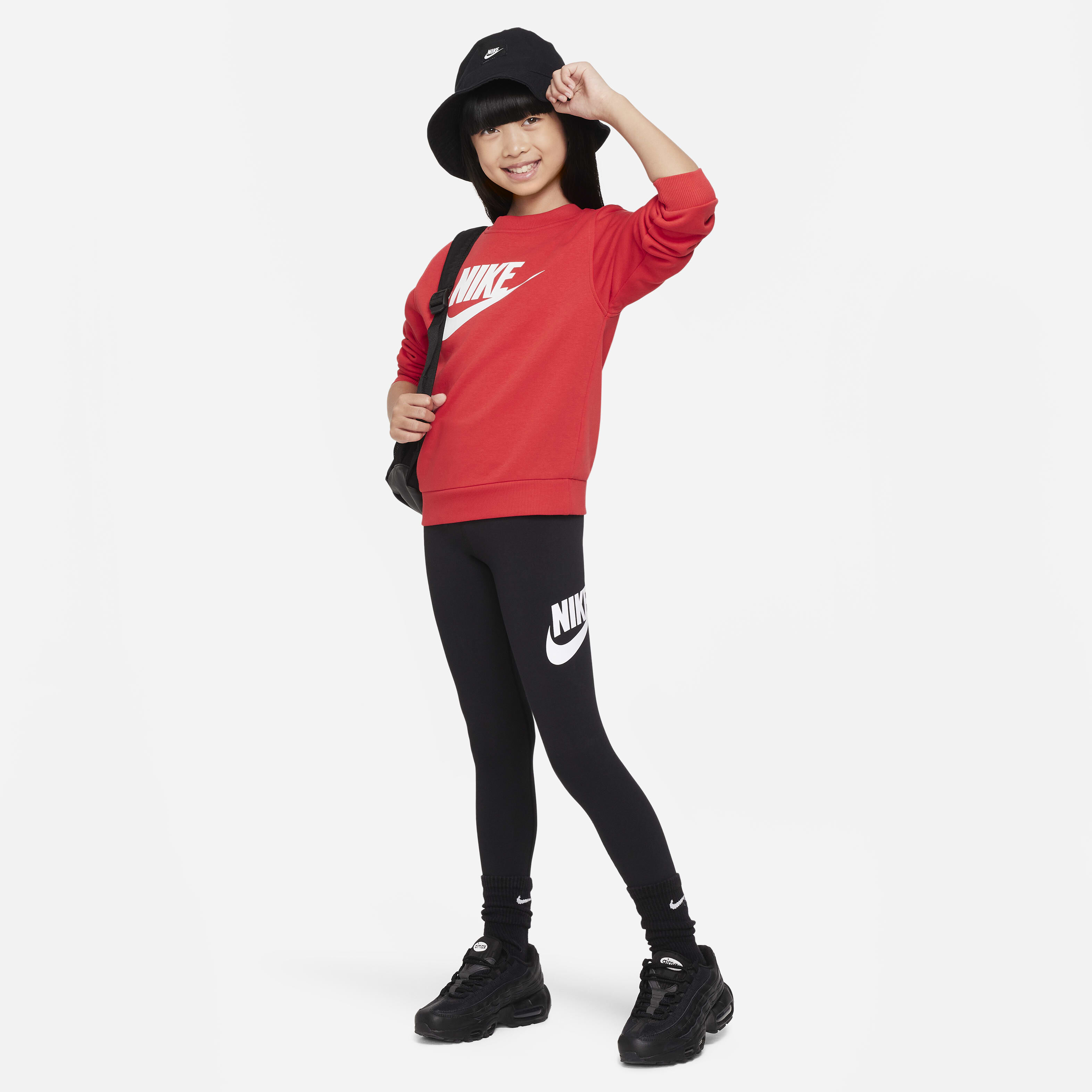 Buy Nike Sportswear Essential Older Kids' (Girls') Mid-Rise Leggings -  Black/White | Nike Kuwait Official
