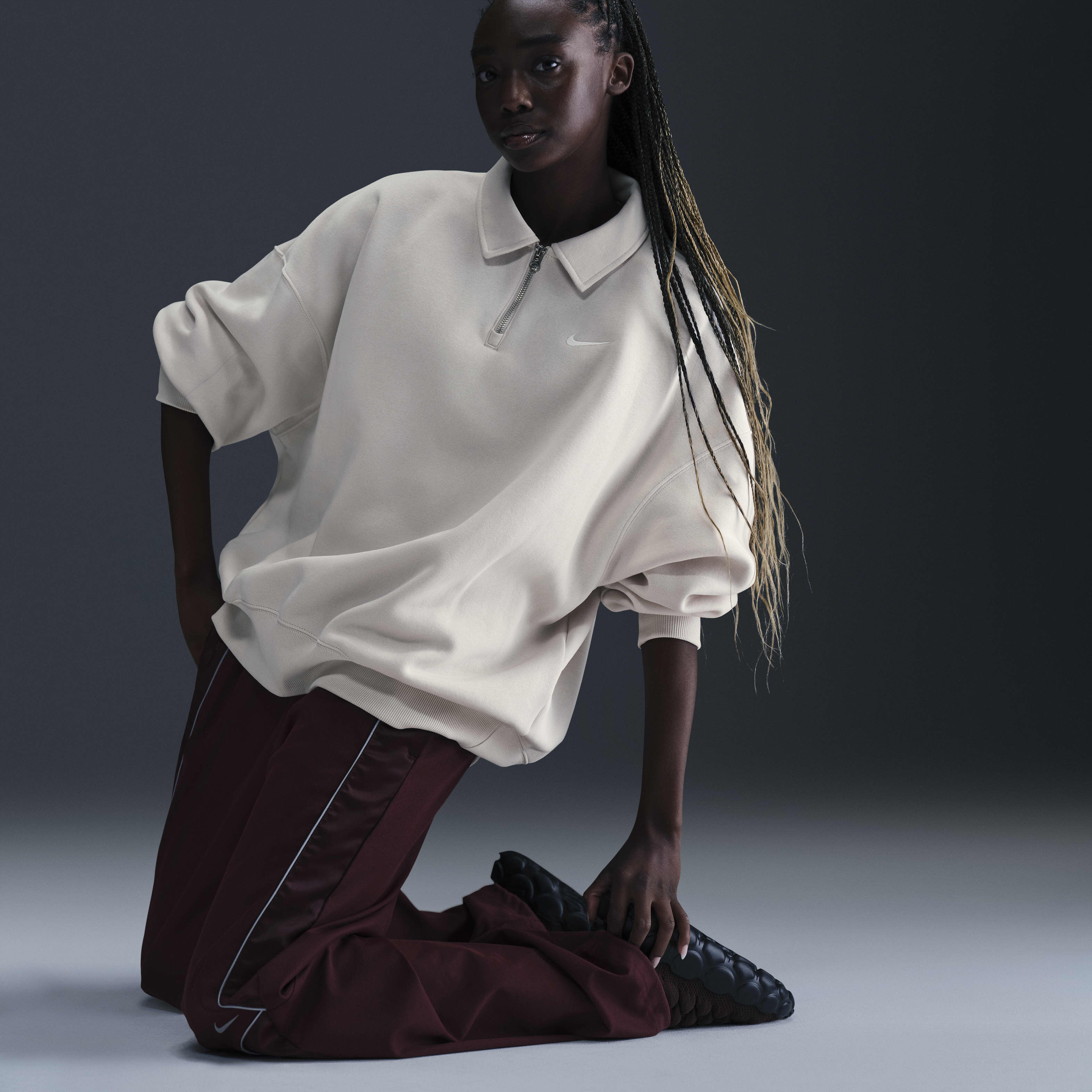 Buy Nike Sportswear Phoenix Fleece Women's Oversized 1/4-Zip Polo - Light  Orewood Brown/Sail | Nike Kuwait Official