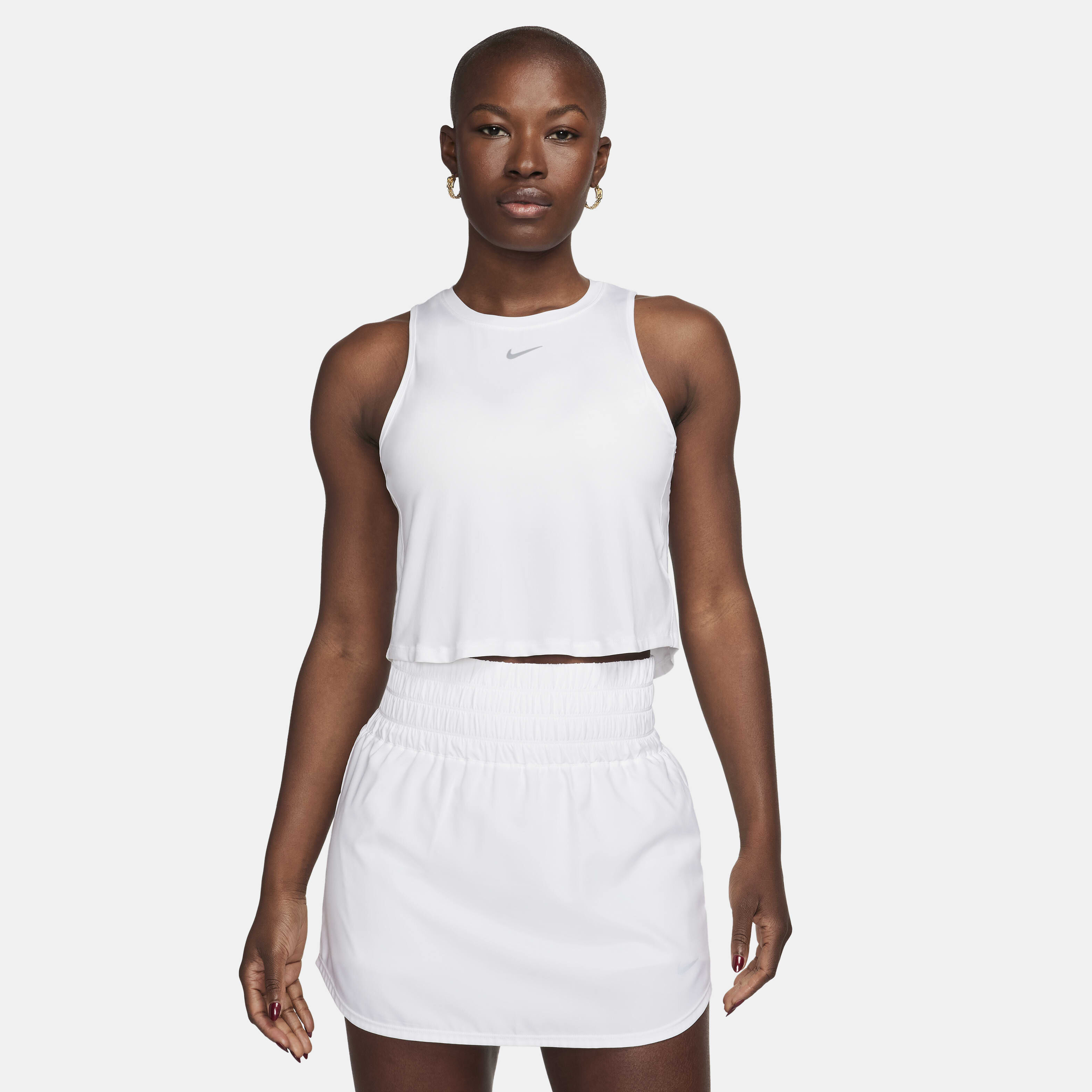 Nike white cropped tank top on sale