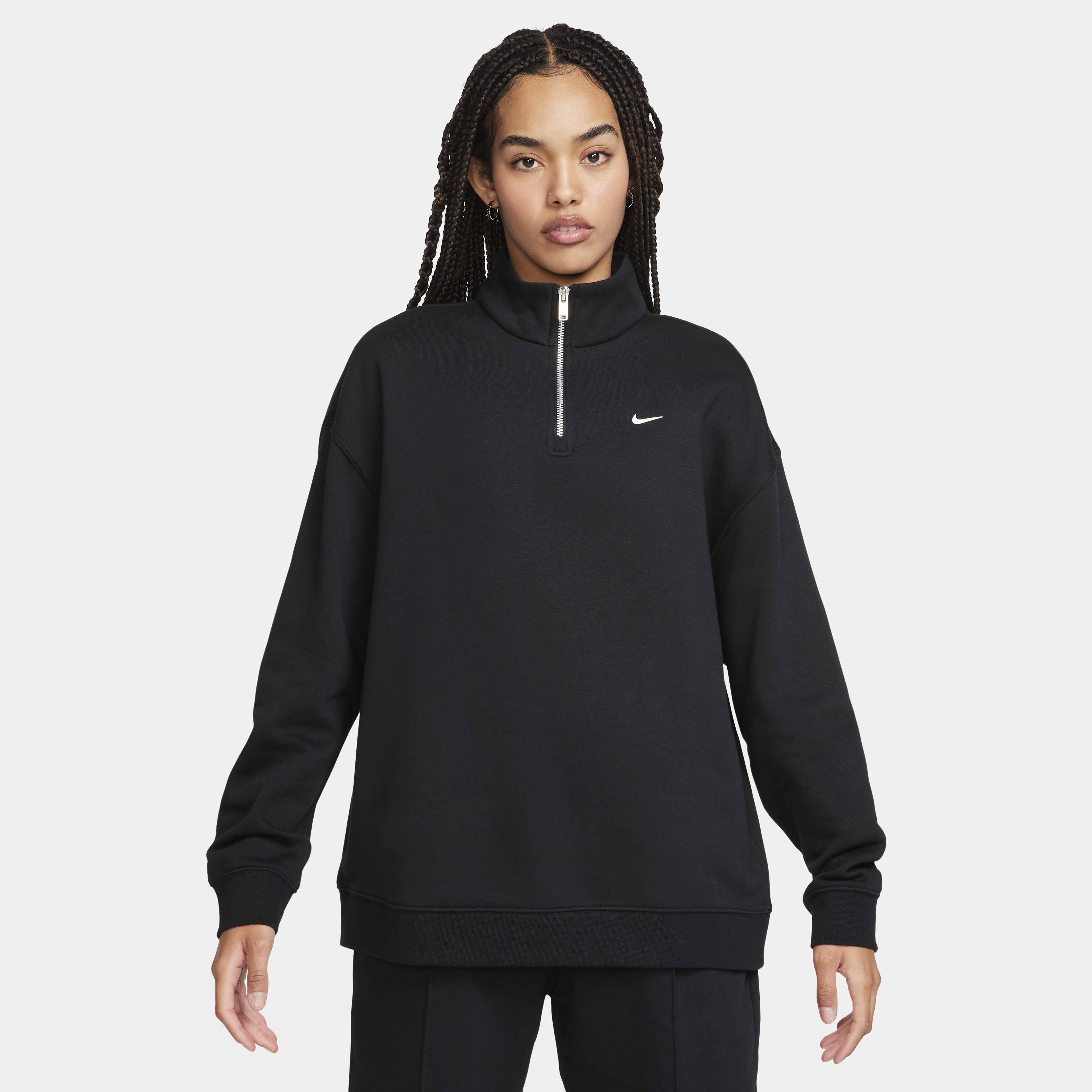 Buy Nike Sportswear Women's Oversized 1/4-Zip Fleece Top - Black/Sail | Nike  Kuwait Official
