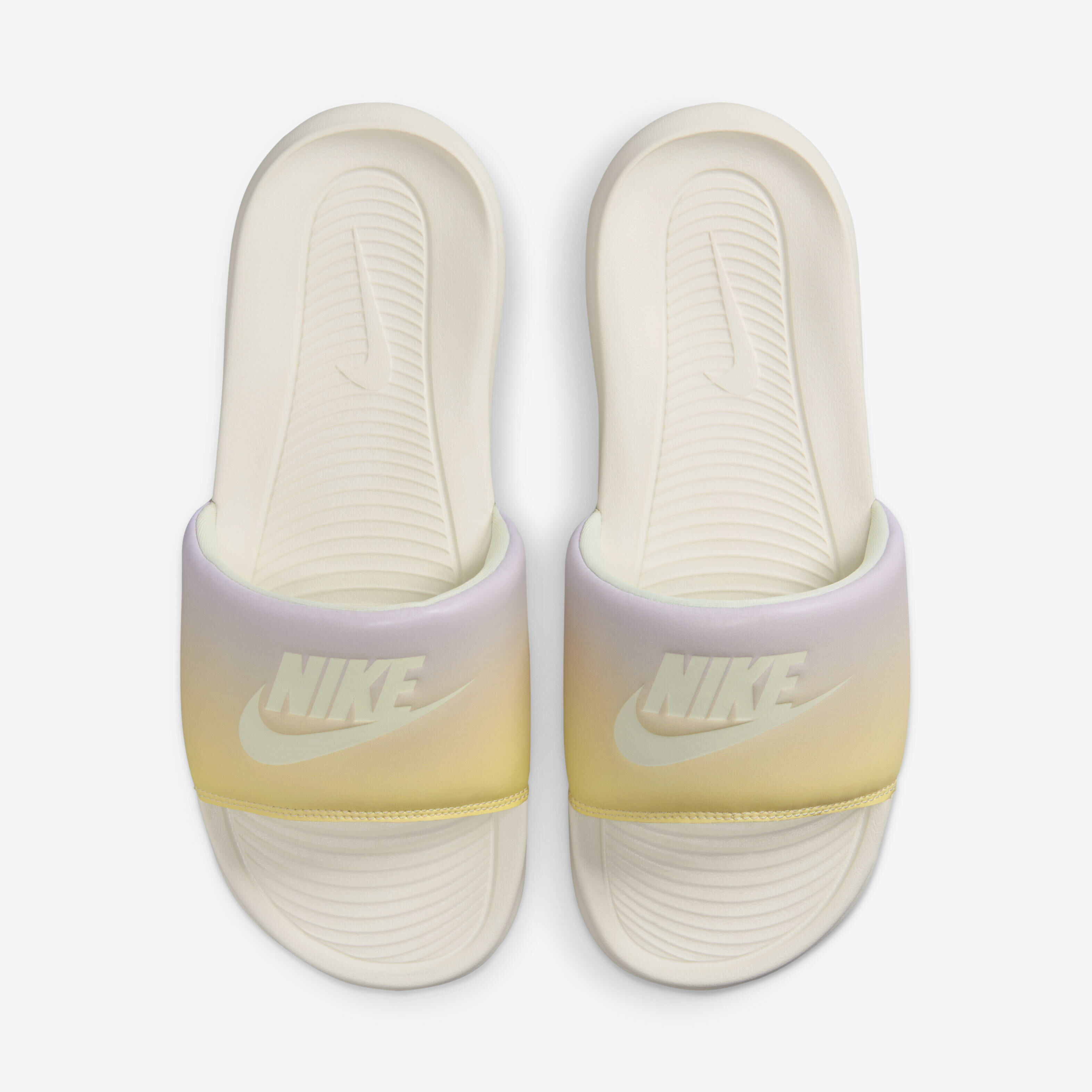 White and gold nike slides sales