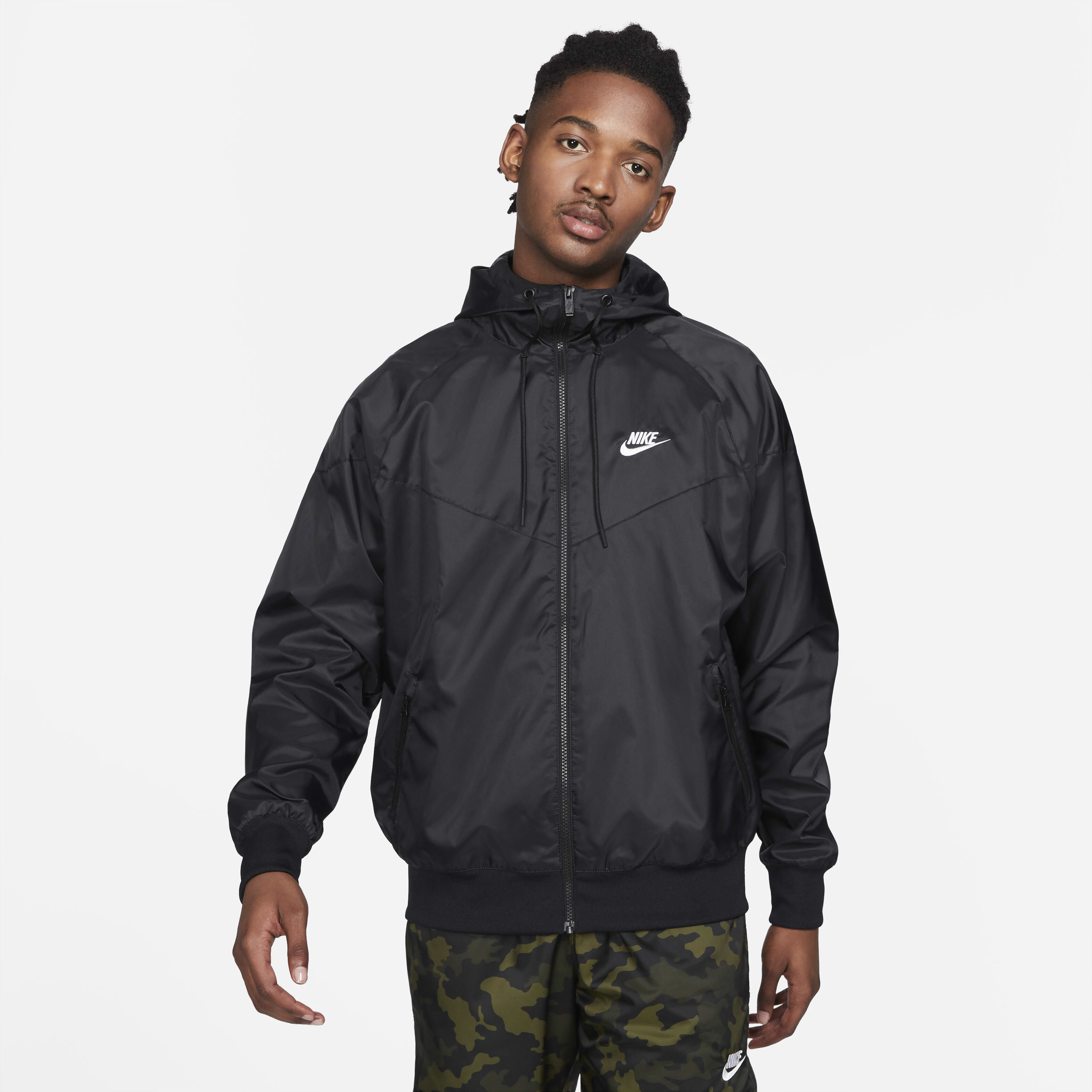 Buy Nike Sportswear Windrunner Men s Hooded Jacket Black White Nike Kuwait Official