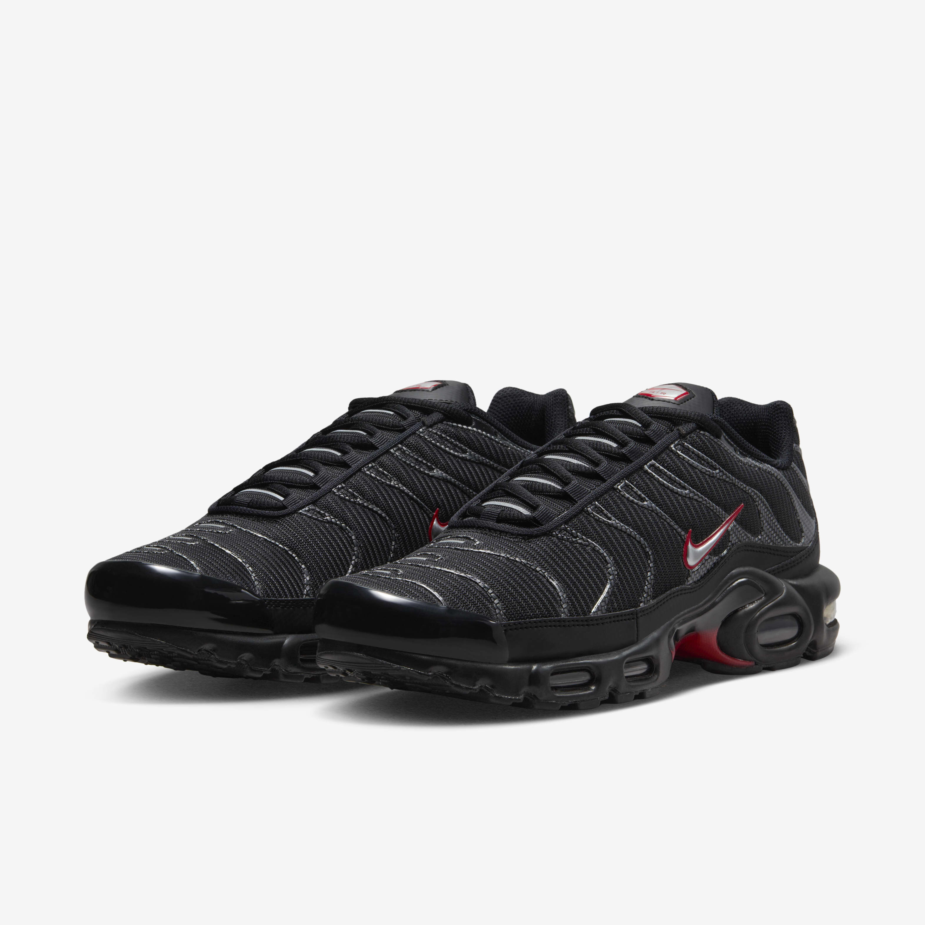 Buy Nike Air Max Plus Men s Shoes Black University Red Metallic Silver Nike Kuwait Official