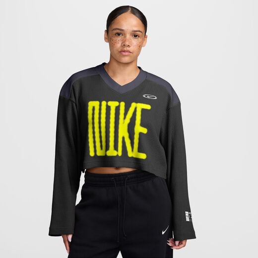 Women's T Shirts-Nike, Nike Sportswear, Women's Oversized Long-Sleeve Cropped Jersey