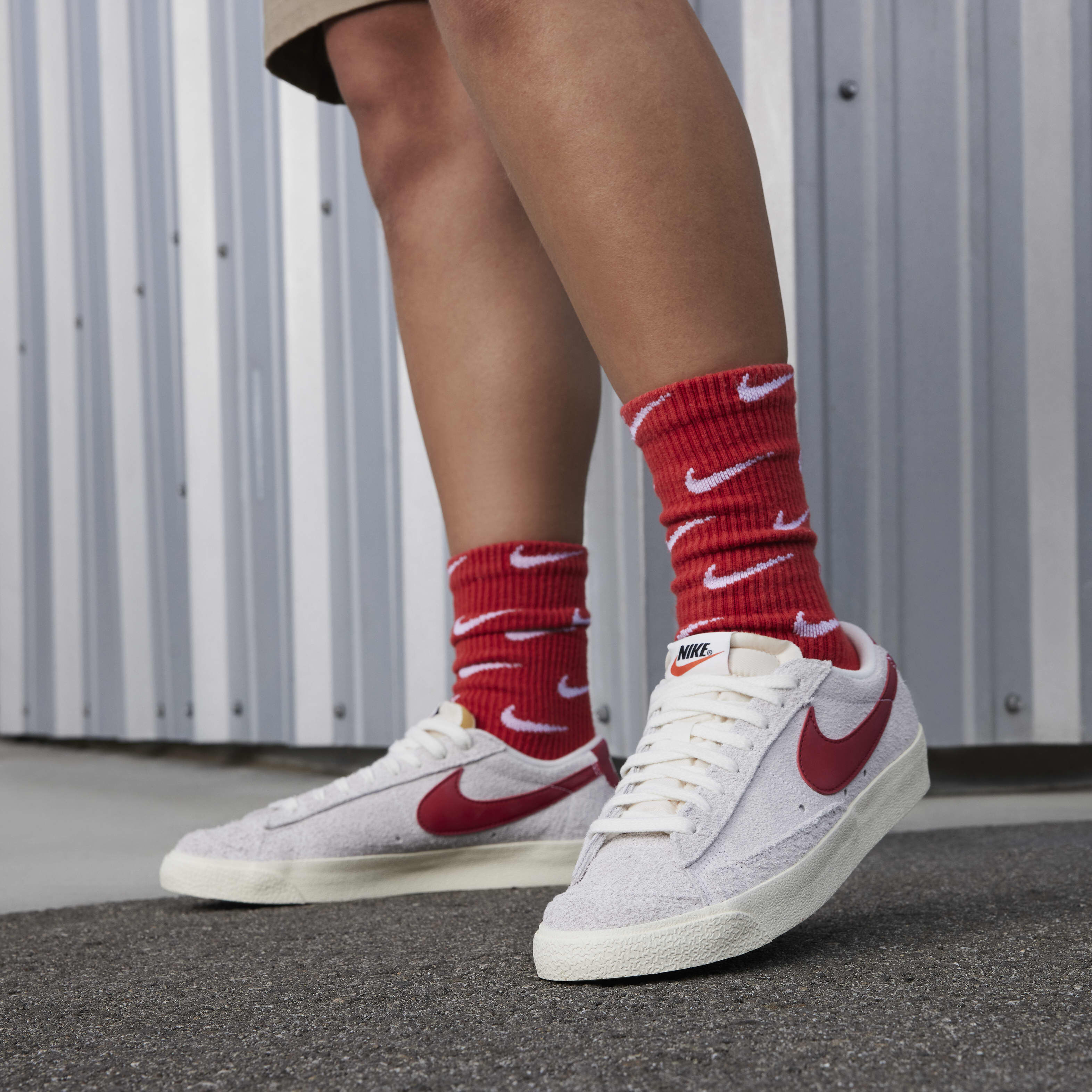 Buy Nike Blazer Low 77 Vintage Women s Shoes Summit White Sail Coconut Milk Gym Red Nike Kuwait Official