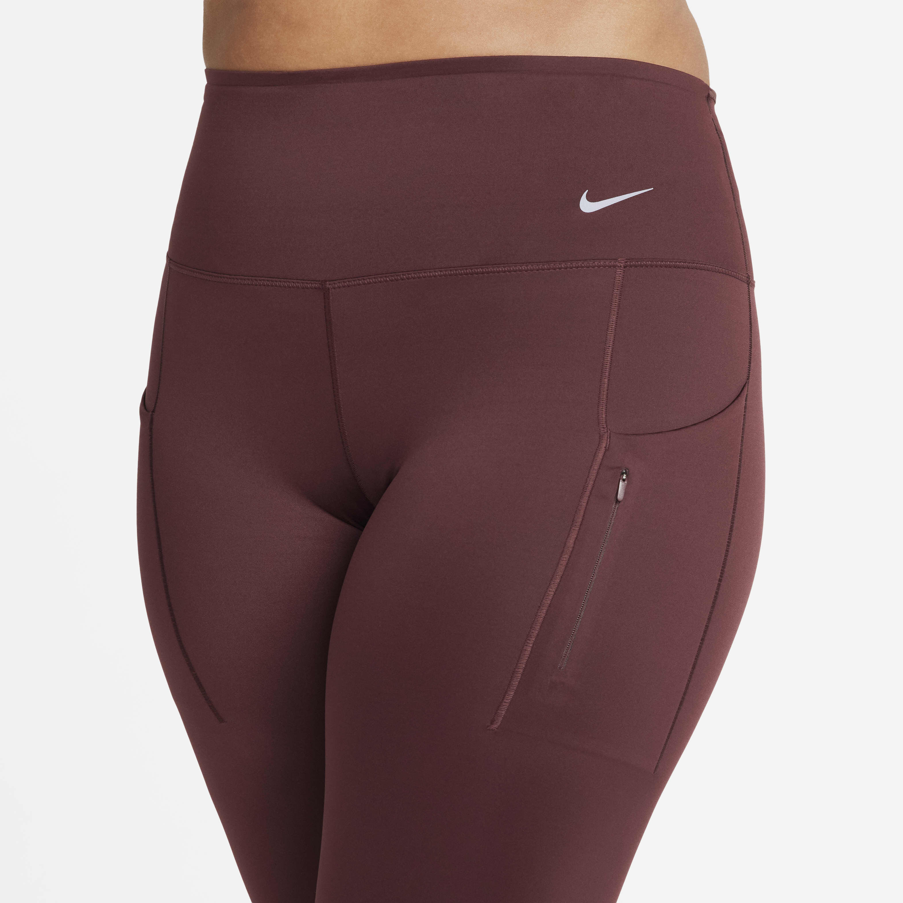 Buy Nike Go Women s Firm Support High Waisted Full Length Leggings with Pockets Burgundy Crush Black Nike Kuwait Official