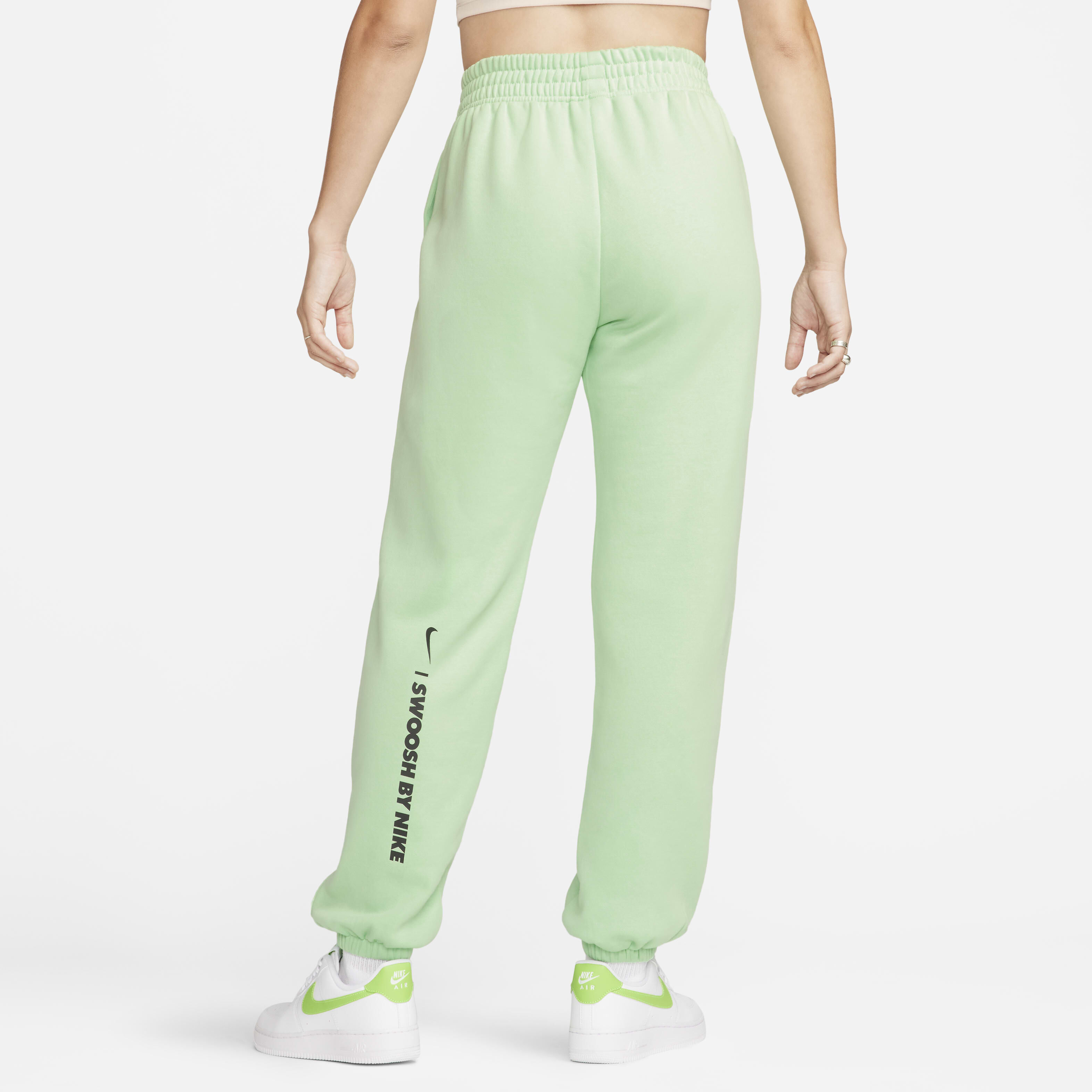 nike women's sportswear neon swoosh fleece pants