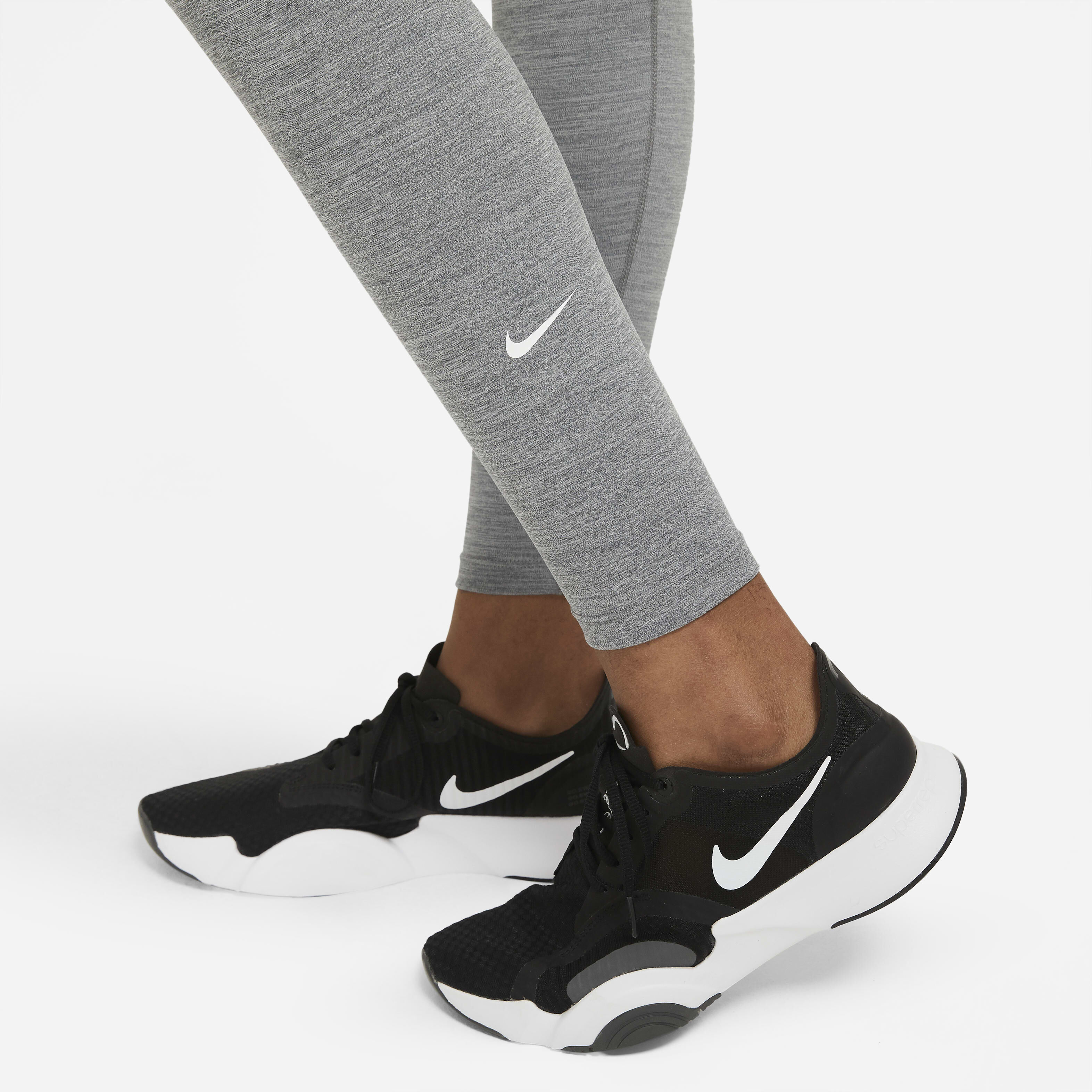 Buy Nike One Women s Mid Rise Leggings Iron Grey Heather White Nike Kuwait Official
