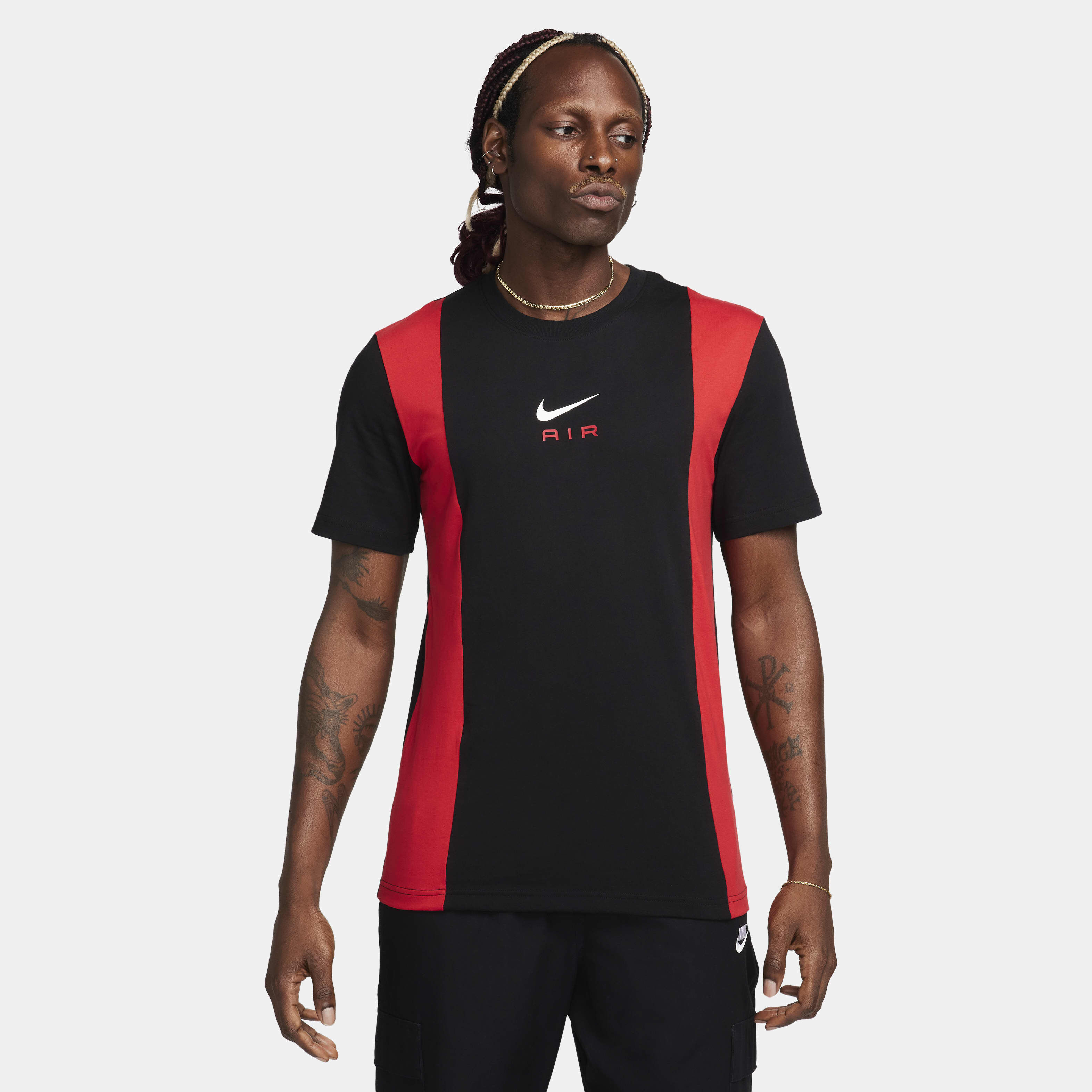 Buy Nike Air Men s Short Sleeve Top Black University Red Nike Kuwait Official
